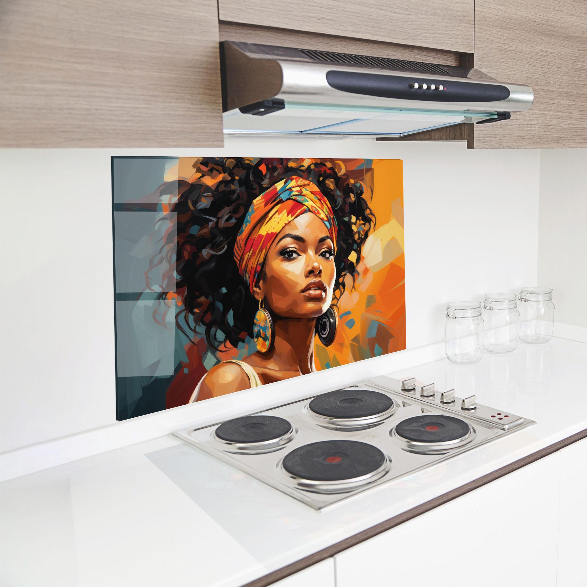 Стъклен панел за кухня Colorful Ethic Portrait mockup 8