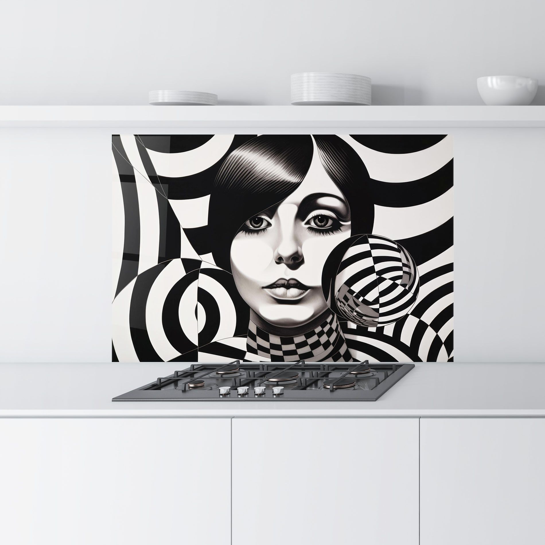 Monochromatic Op Art mockup 9