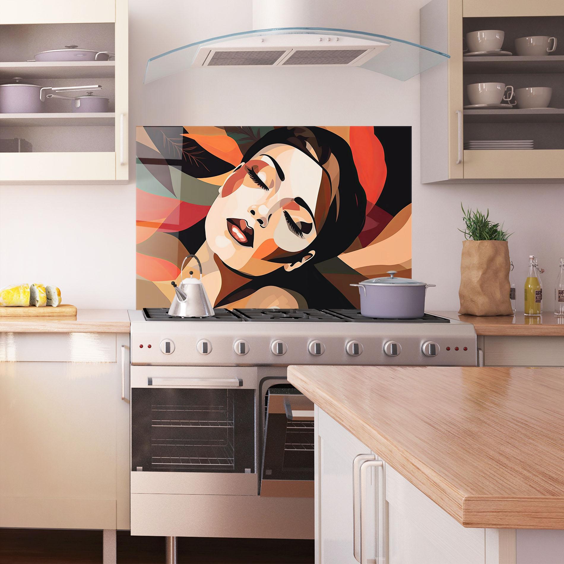 Стъклен панел за кухня Modern Makeup mockup 1