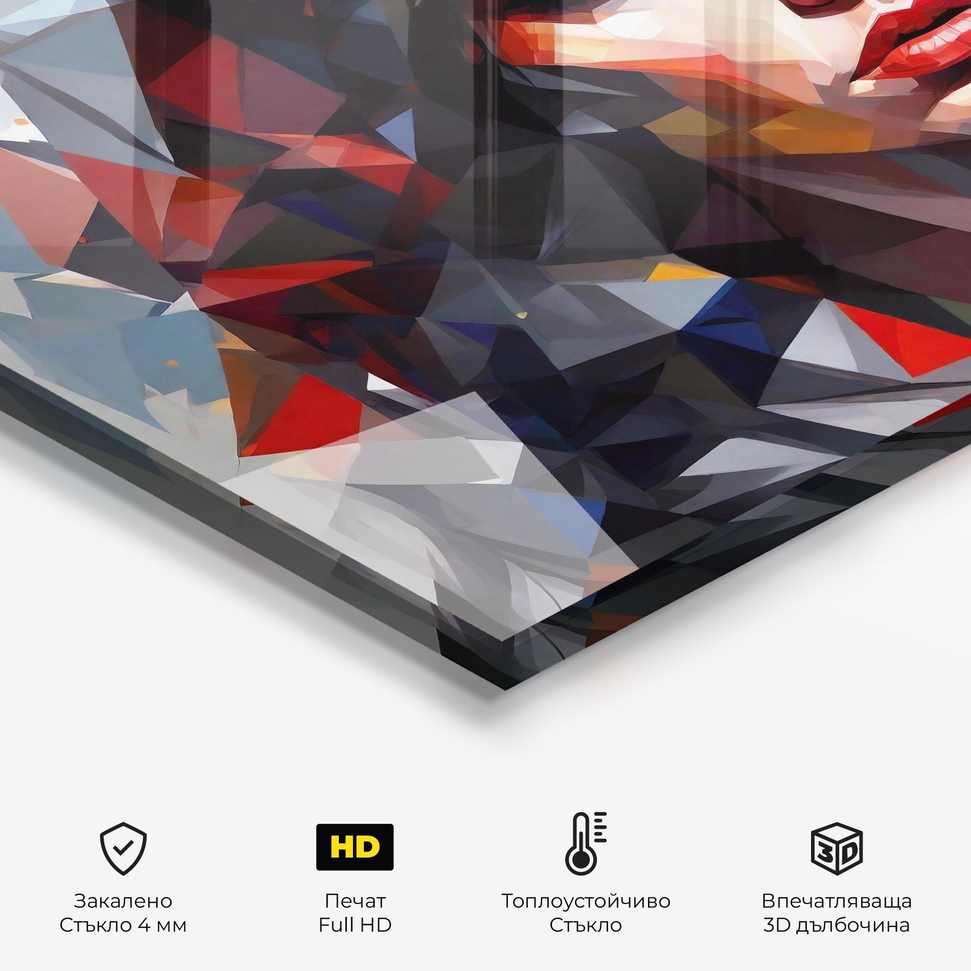 Стъклен панел за кухня Colorful Polygonal Woman mockup 2