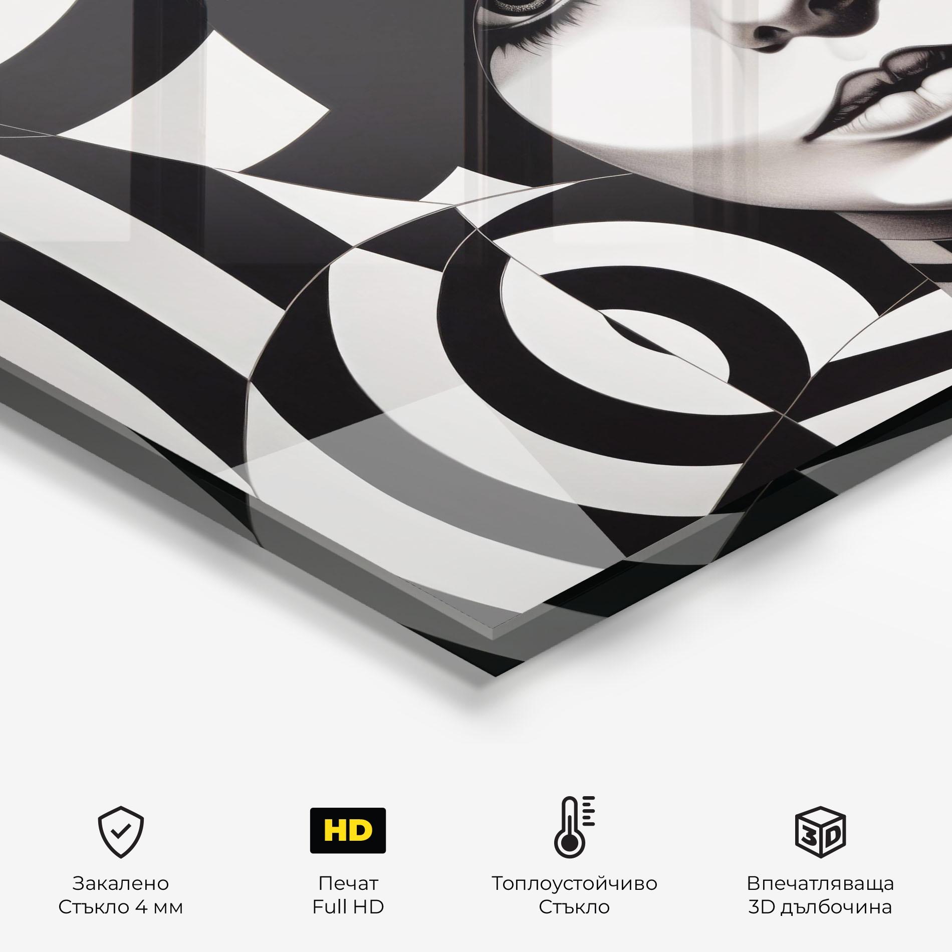 Стъклен панел за кухня Monochromatic Op Art mockup 2