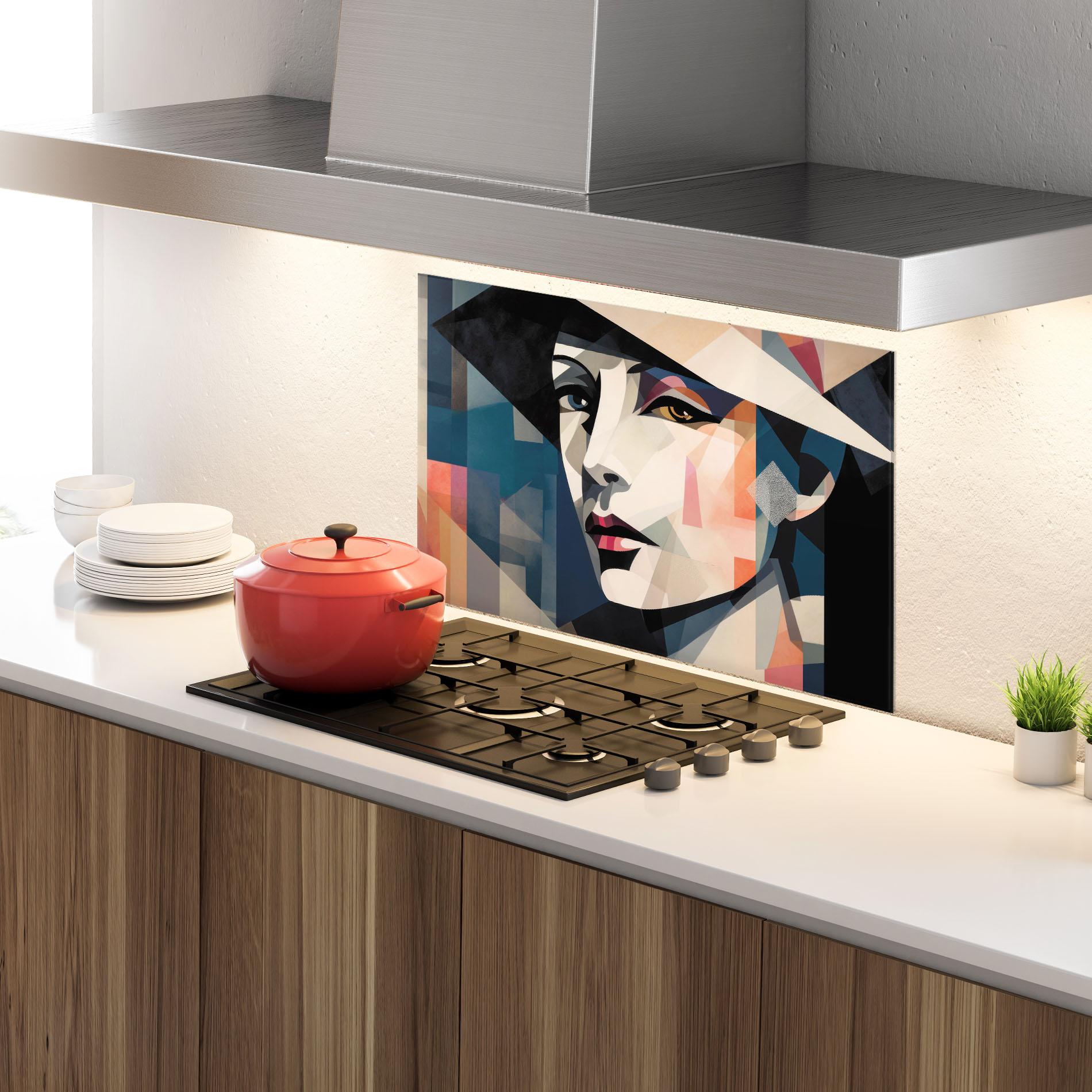 Стъклен панел за кухня Chicago Portrait mockup 4