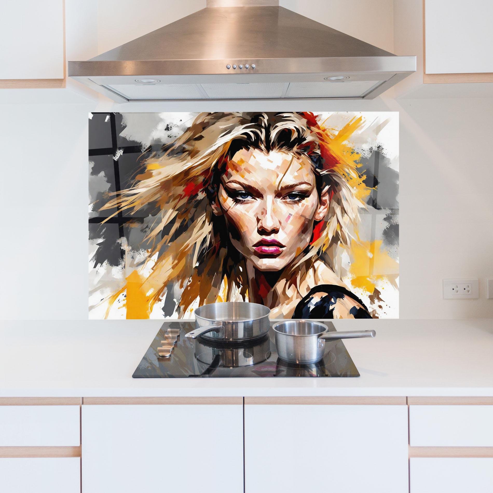 Стъклен панел за кухня Blond Hair Splash mockup 5