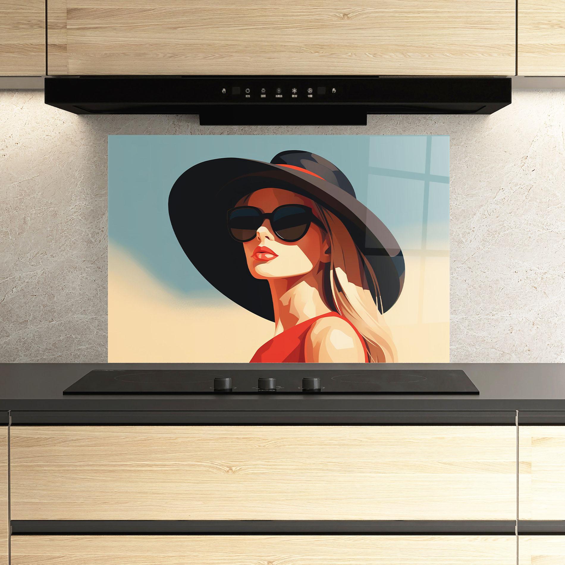 Стъклен панел за кухня Caucasian Glamor Model mockup 3