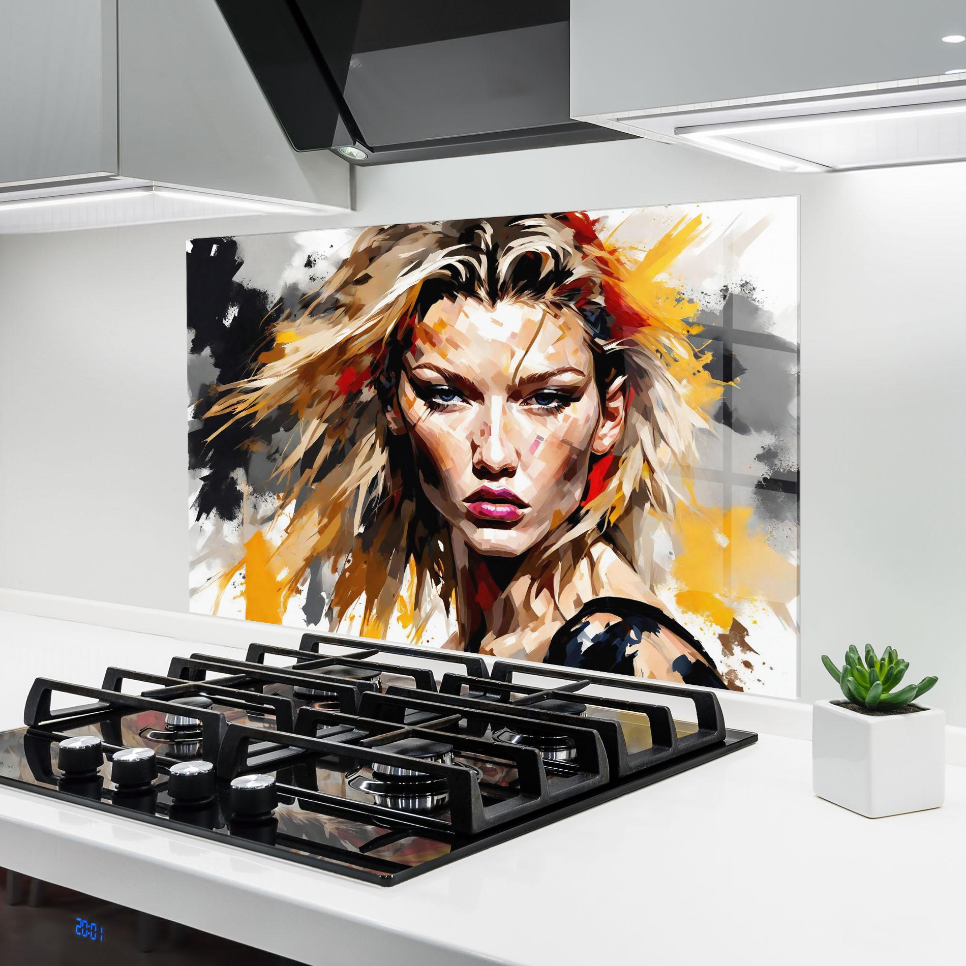 Стъклен панел за кухня Blond Hair Splash mockup 6