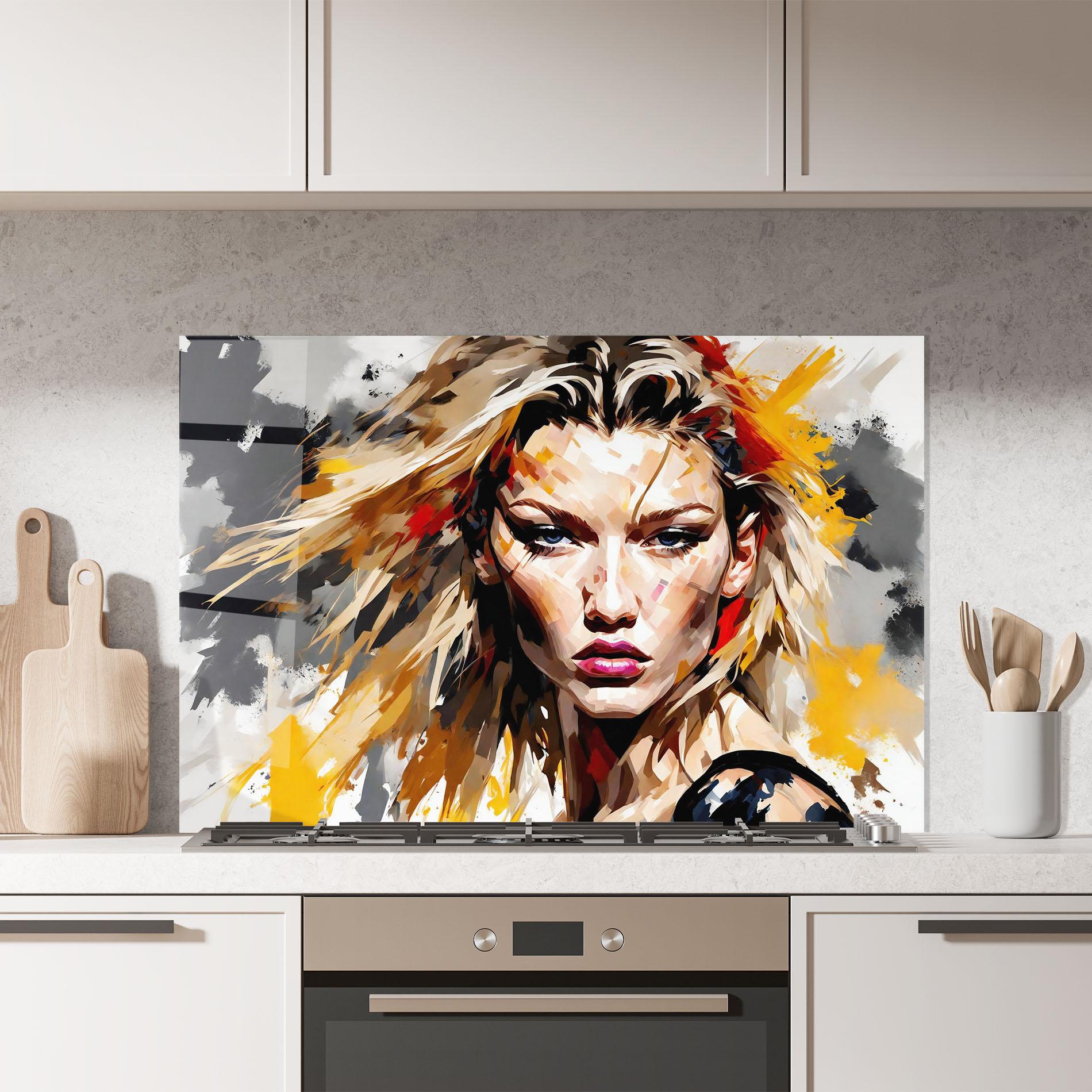 Стъклен панел за кухня Blond Hair Splash mockup 7