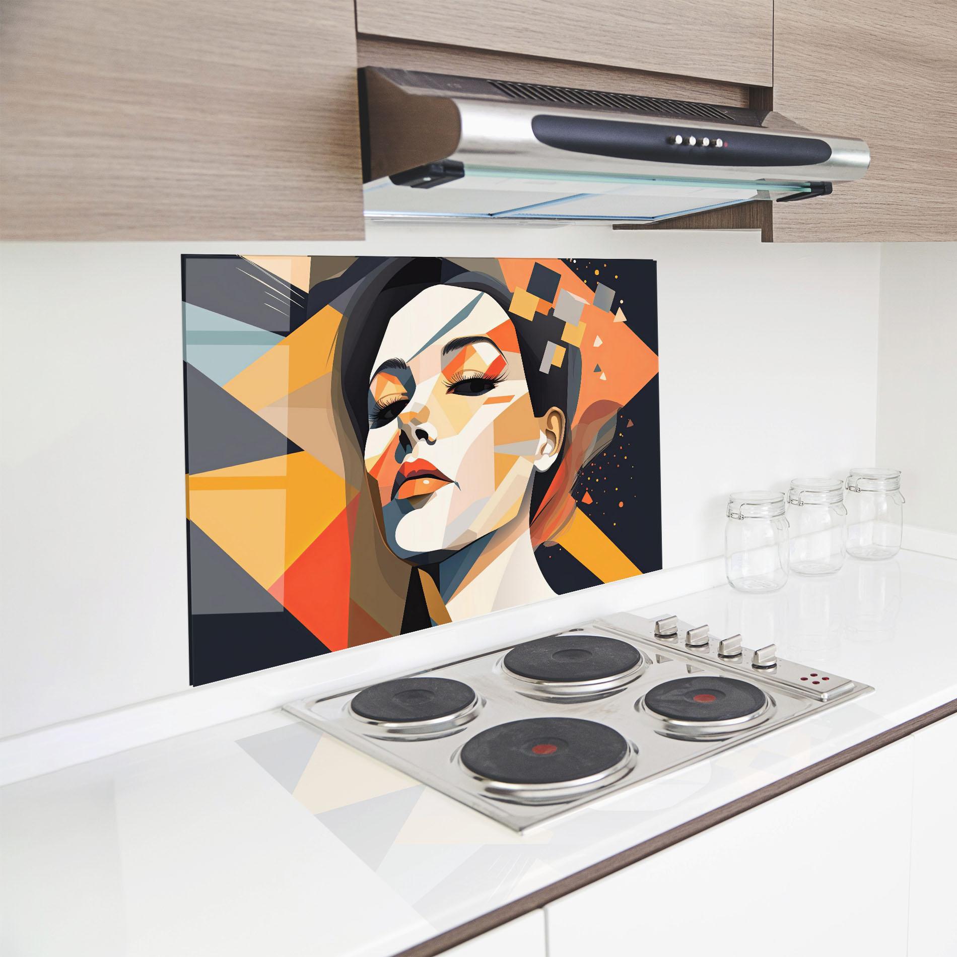 Стъклен панел за кухня Modern Orange Makeup mockup 8