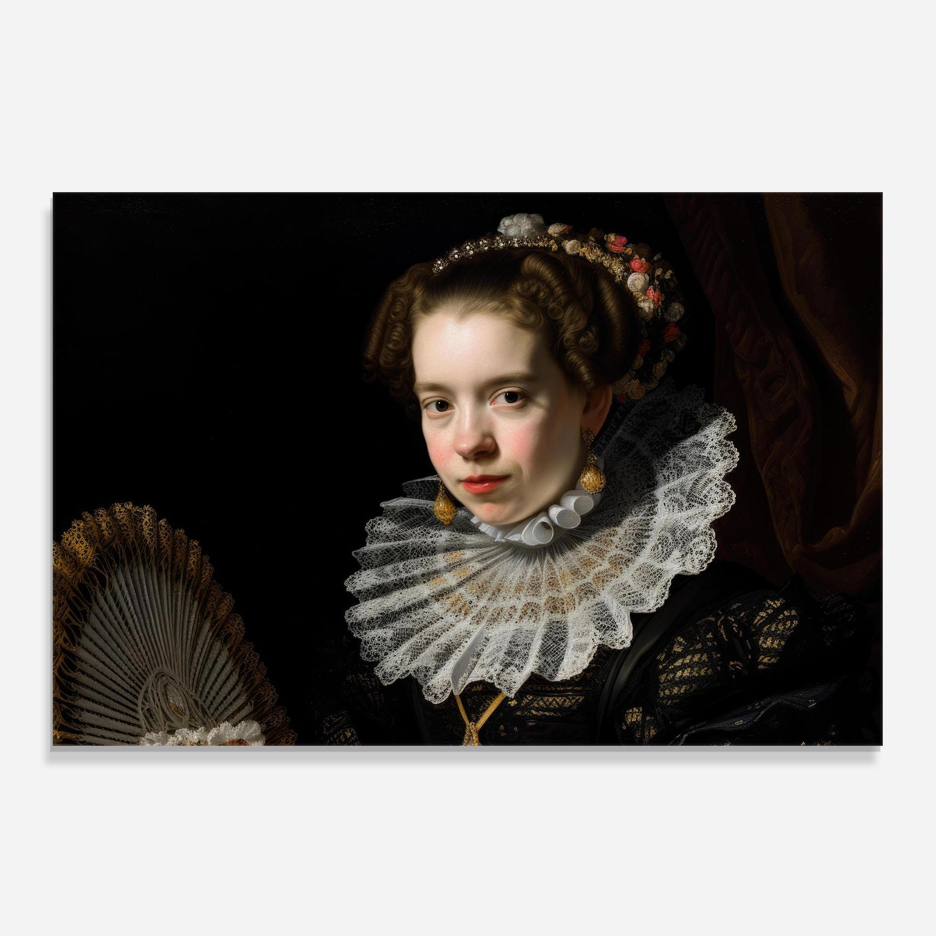 Стъклен панел за кухня Baroque Lady Portrait mockup 0