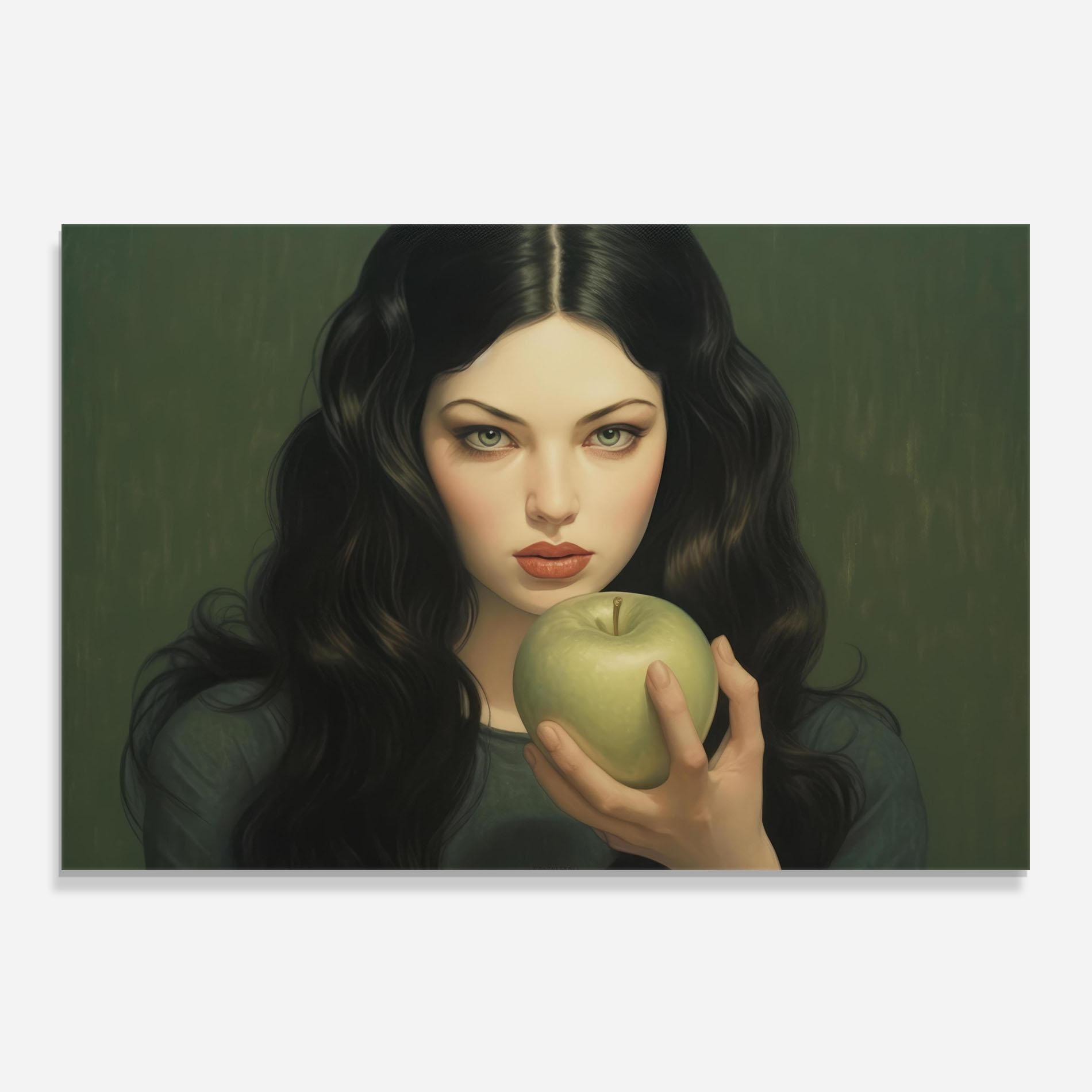 Стъклен панел за кухня Green Apple Painting mockup 0