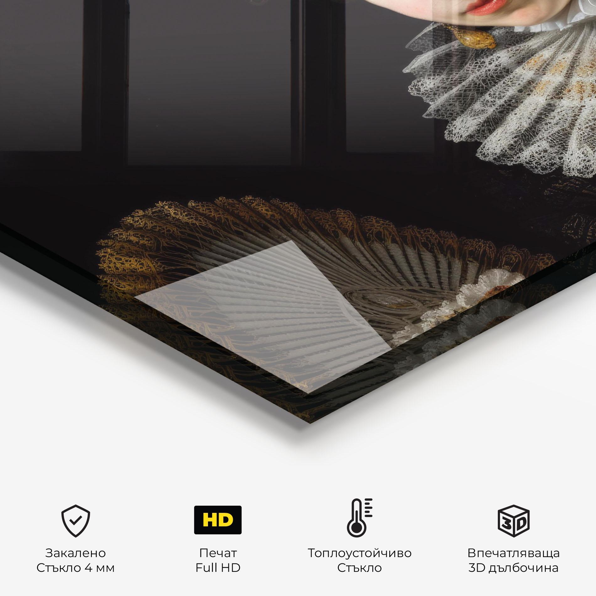 Стъклен панел за кухня Baroque Lady Portrait mockup 2