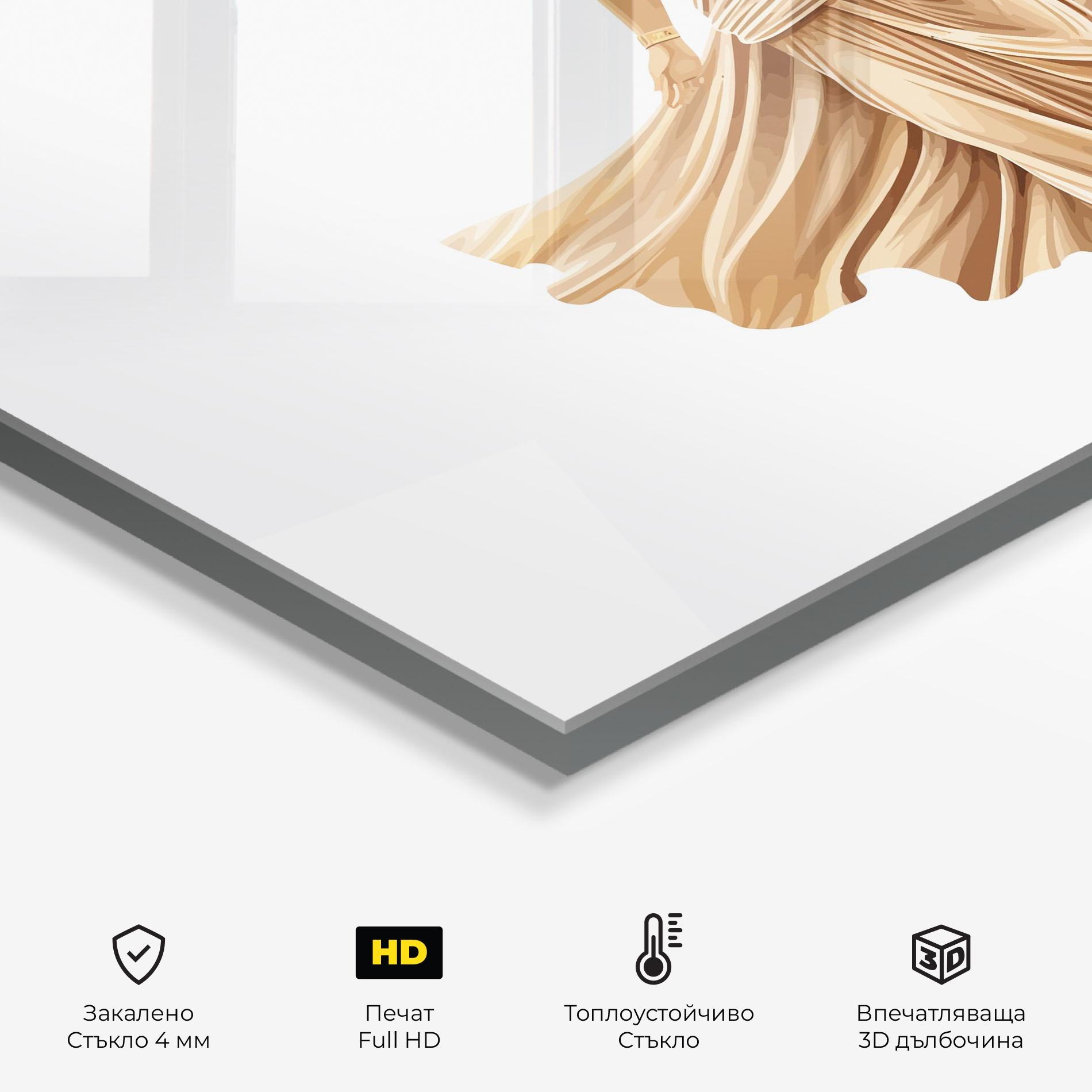 Стъклен панел за кухня Gold Statue mockup 2