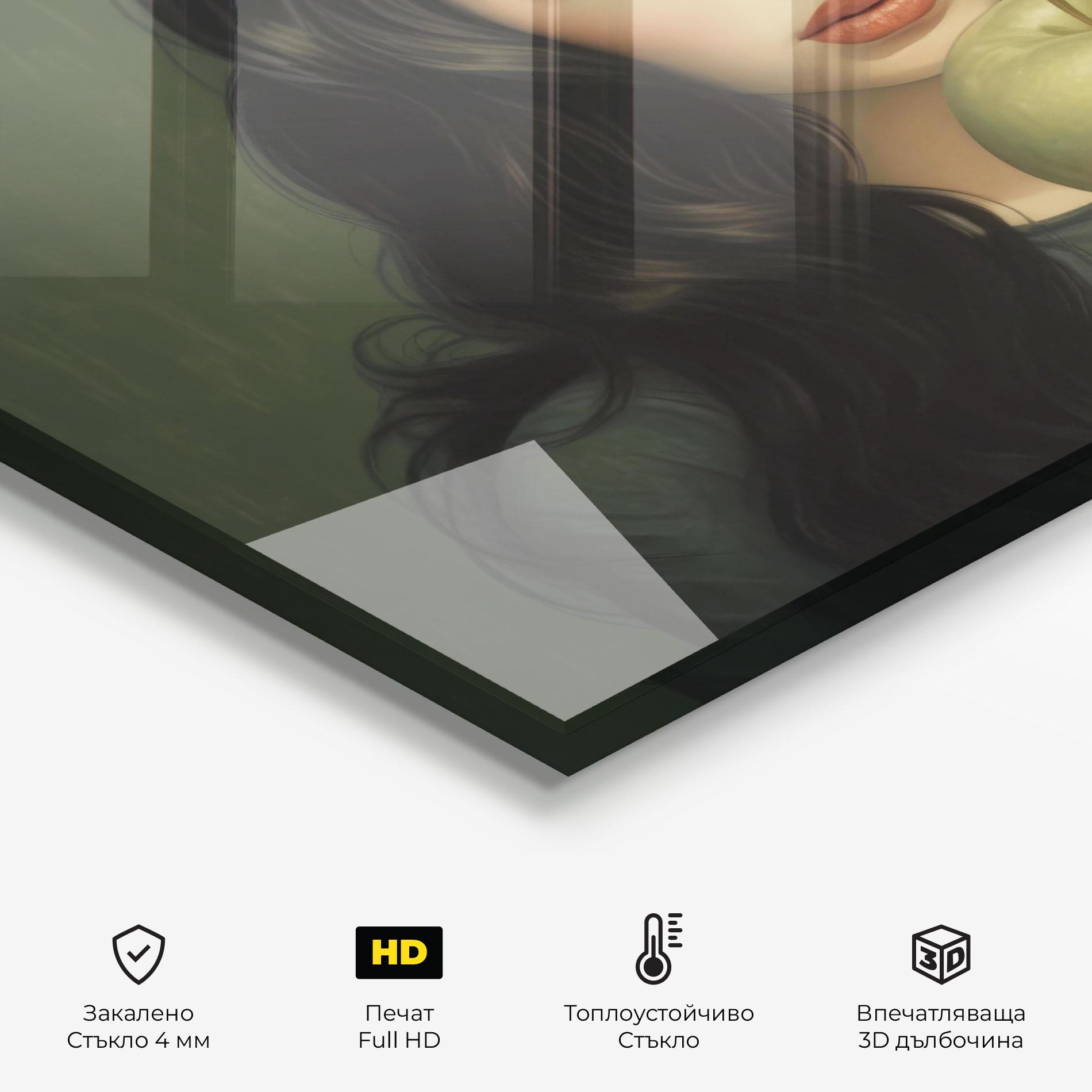 Стъклен панел за кухня Green Apple Painting mockup 2