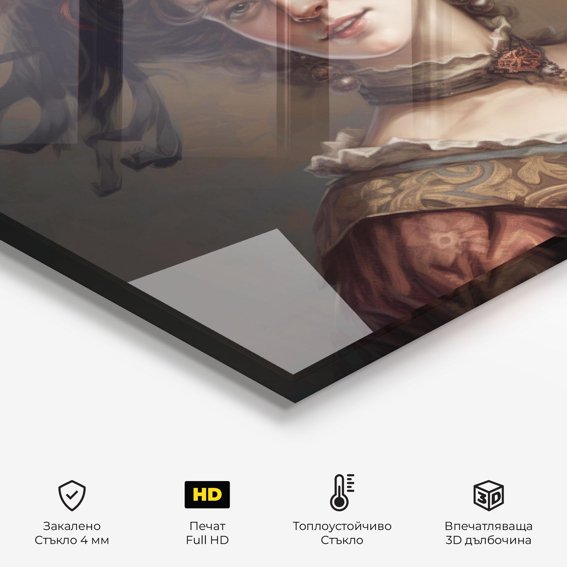 Стъклен панел за кухня Medieval Noblewoman mockup 2