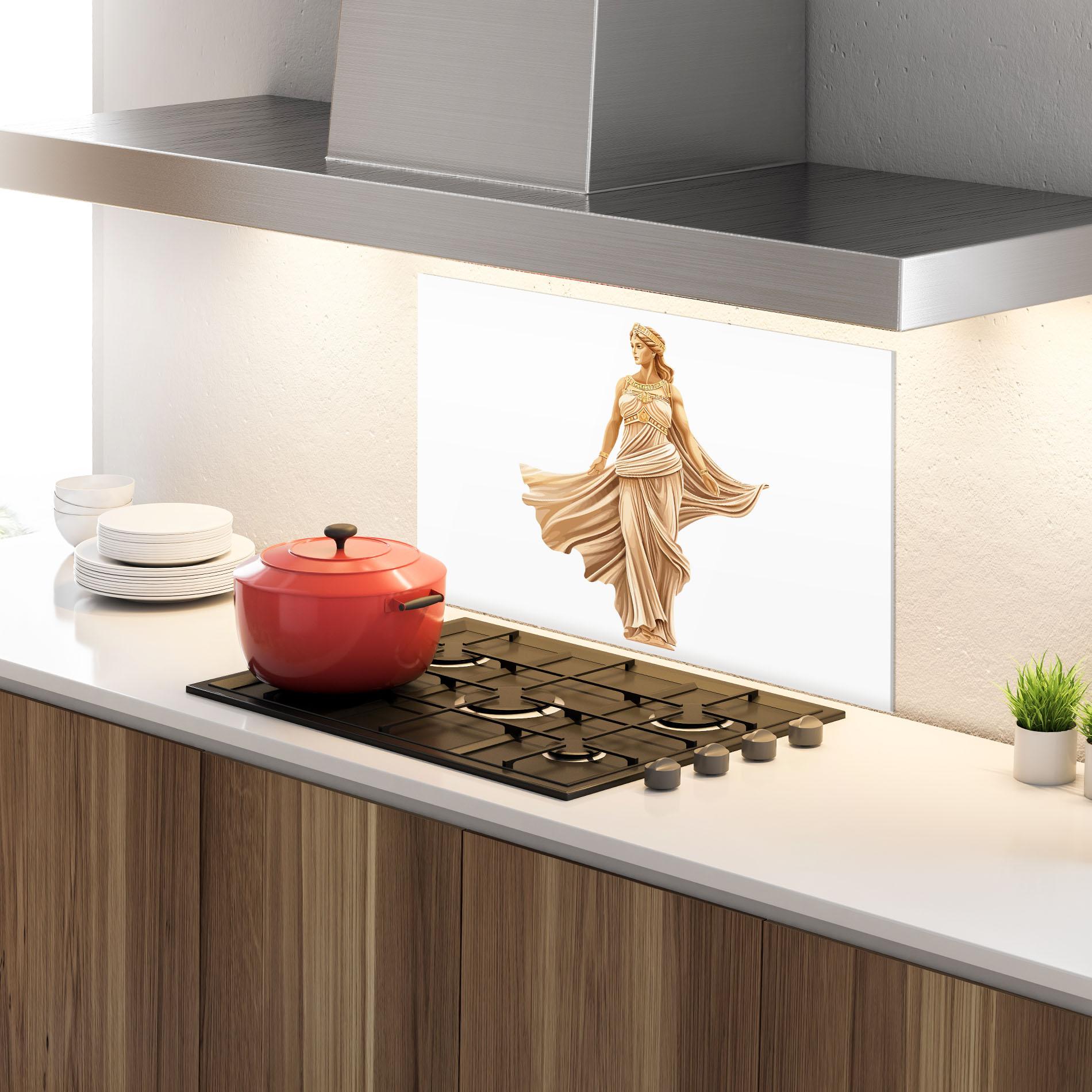 Стъклен панел за кухня Gold Statue mockup 4