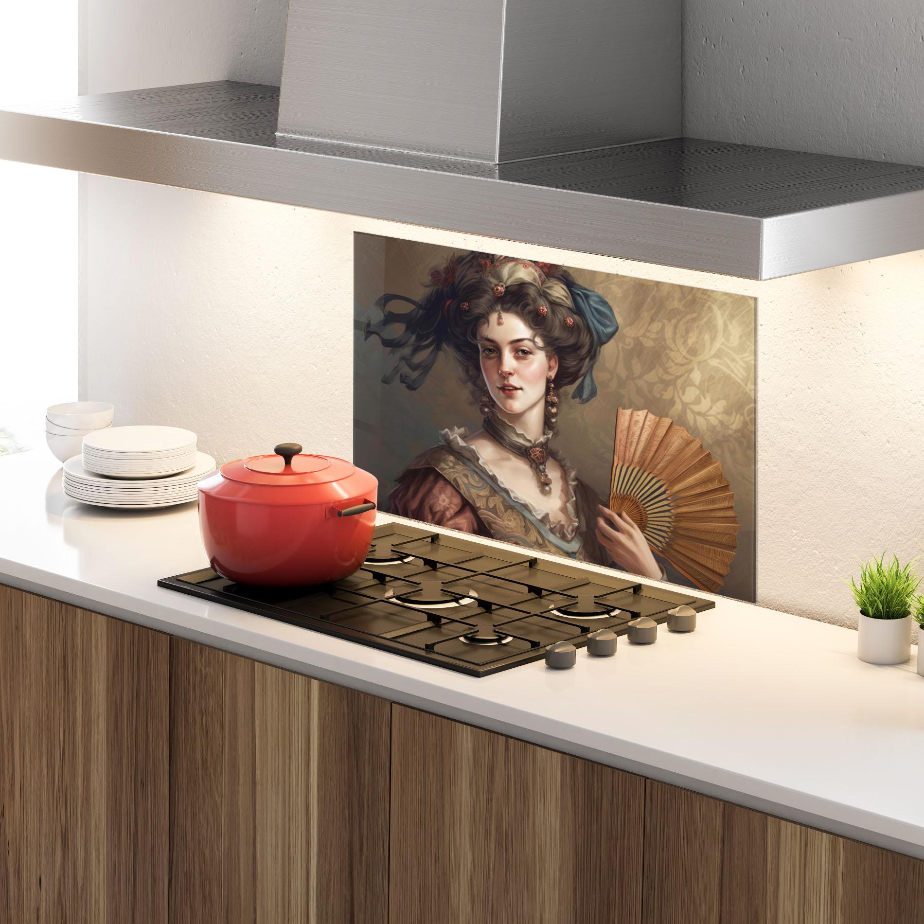 Стъклен панел за кухня Medieval Noblewoman mockup 4