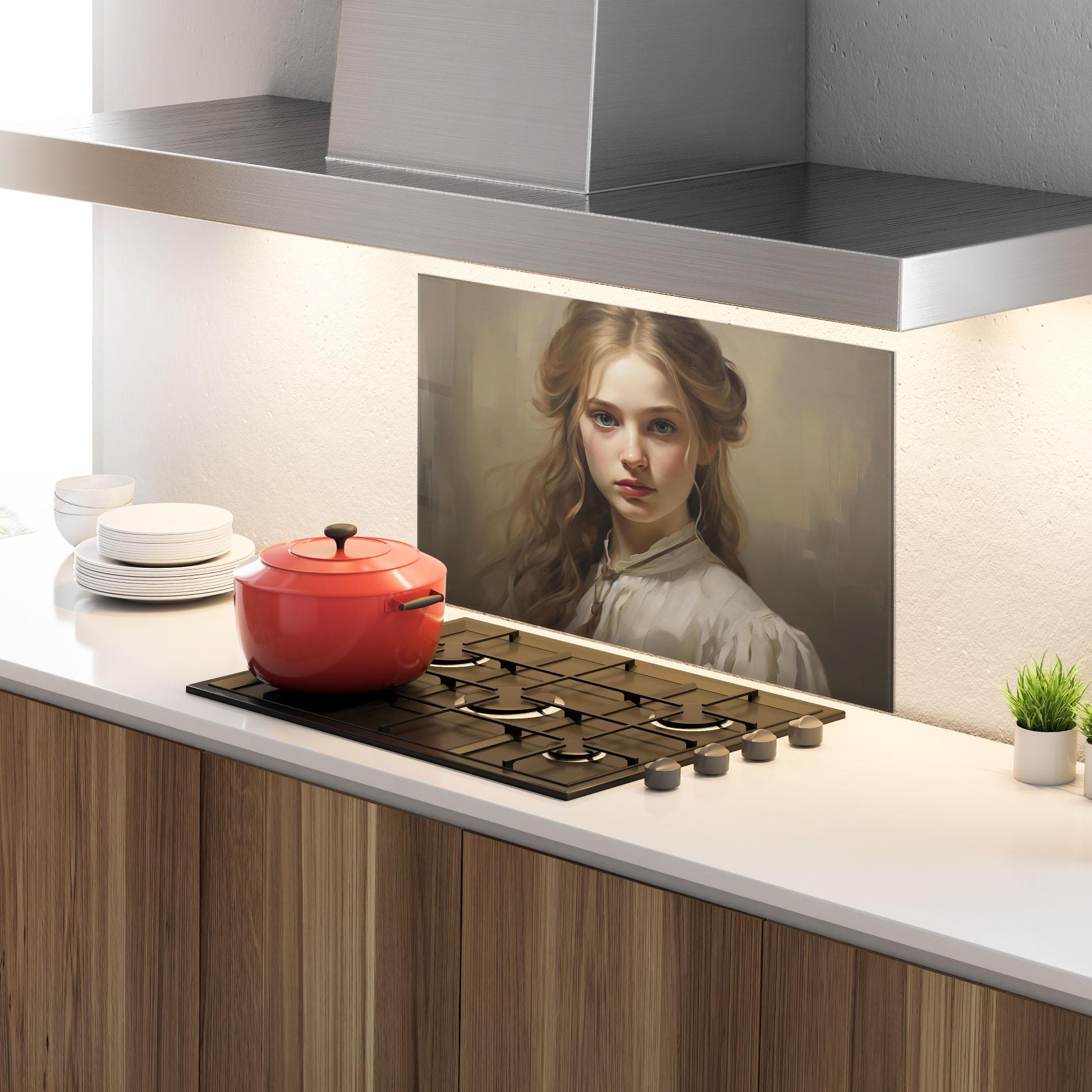 Стъклен панел за кухня Timeless Portrait mockup 4