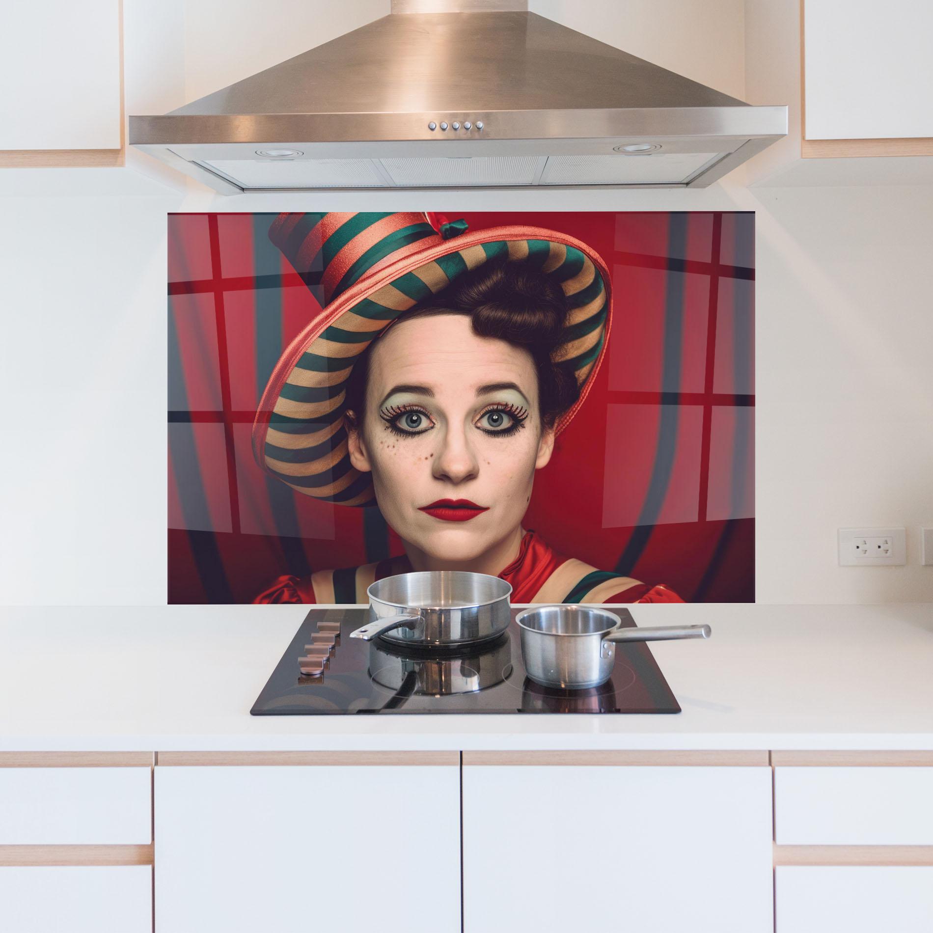 Стъклен панел за кухня Carnival Vintage Portrait mockup 5
