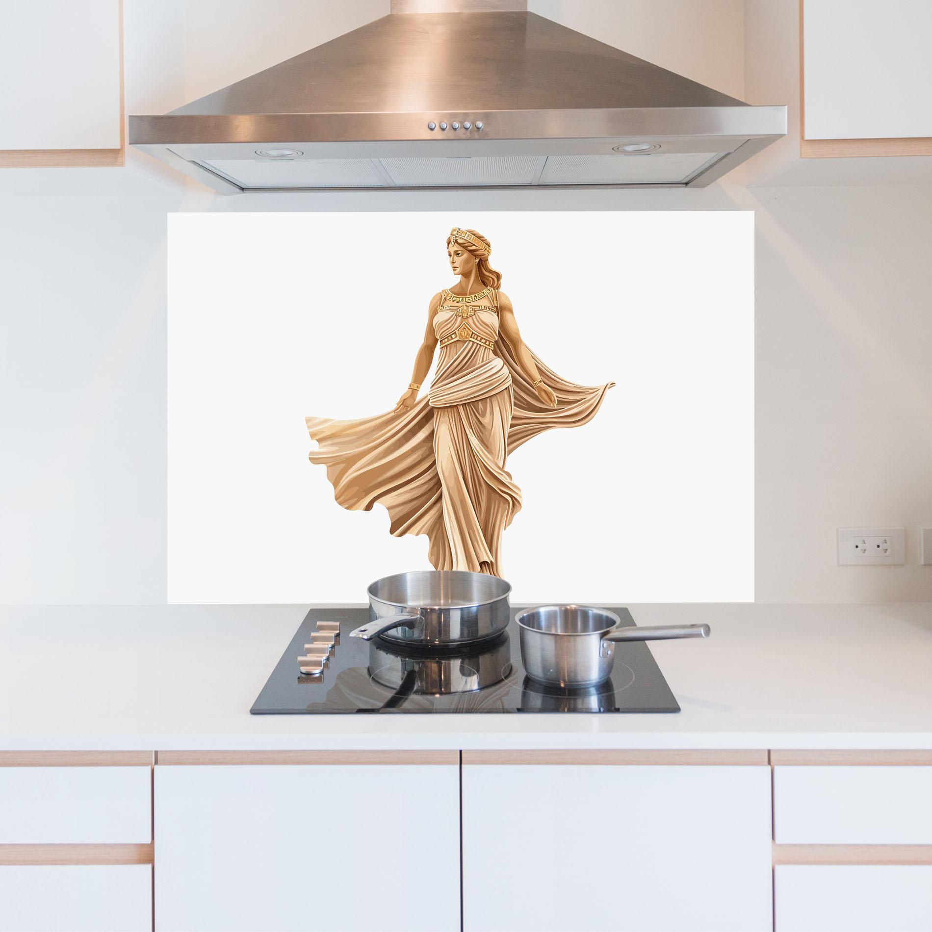 Стъклен панел за кухня Gold Statue mockup 5