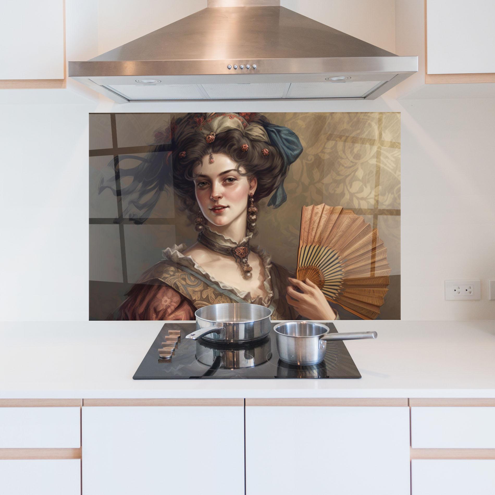 Стъклен панел за кухня Medieval Noblewoman mockup 5
