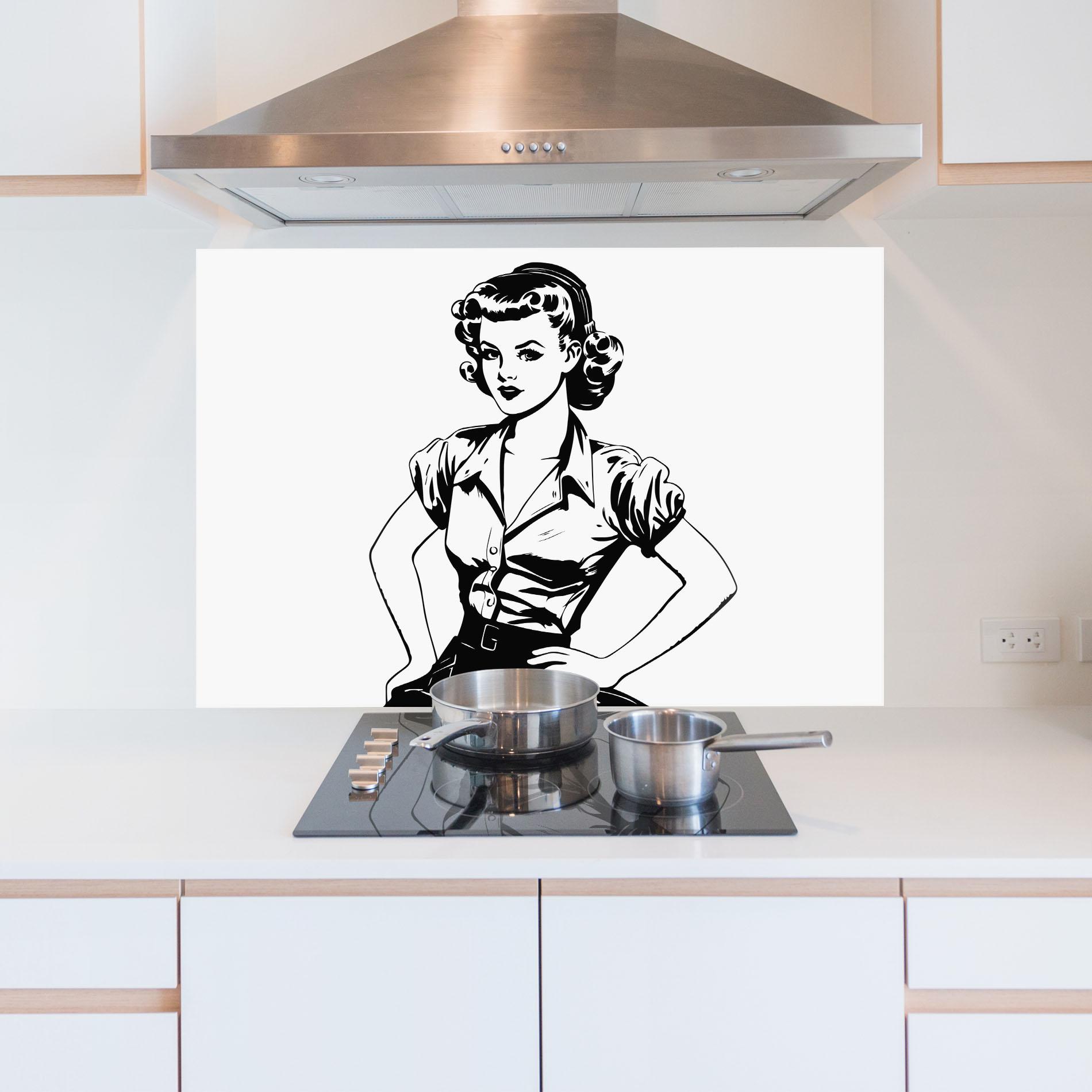 Стъклен панел за кухня Pretty Shilouette Girl mockup 5