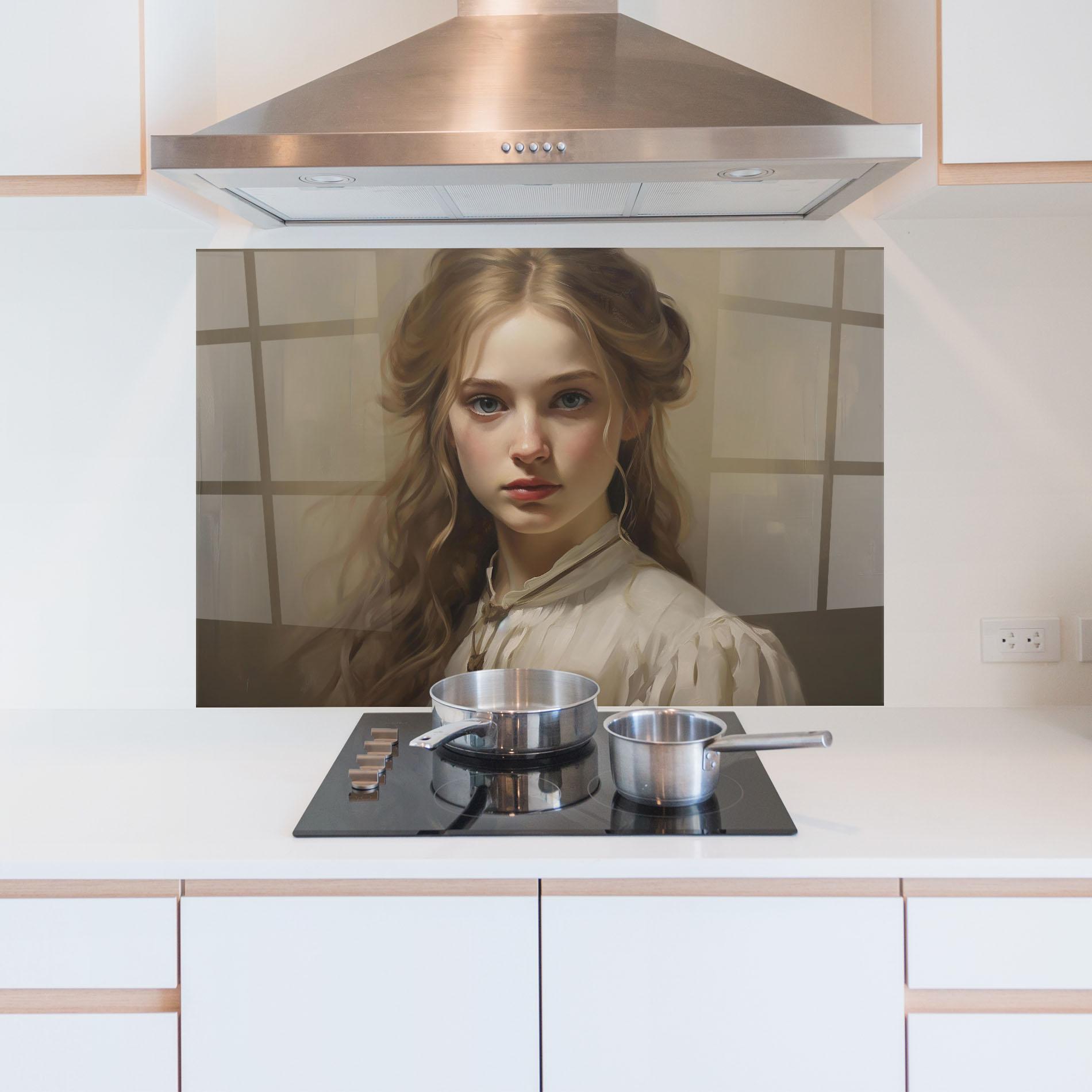 Стъклен панел за кухня Timeless Portrait mockup 5