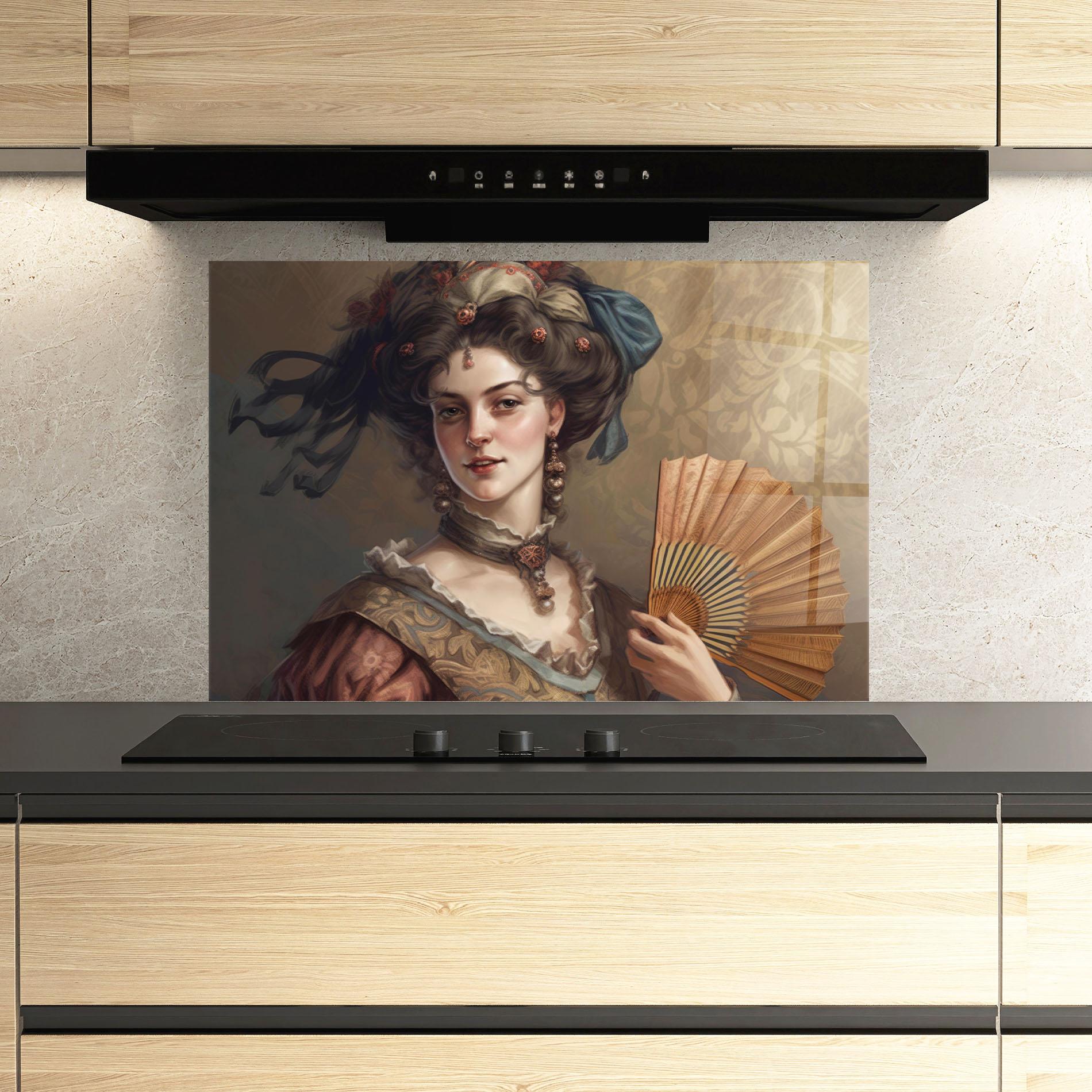 Стъклен панел за кухня Medieval Noblewoman mockup 3