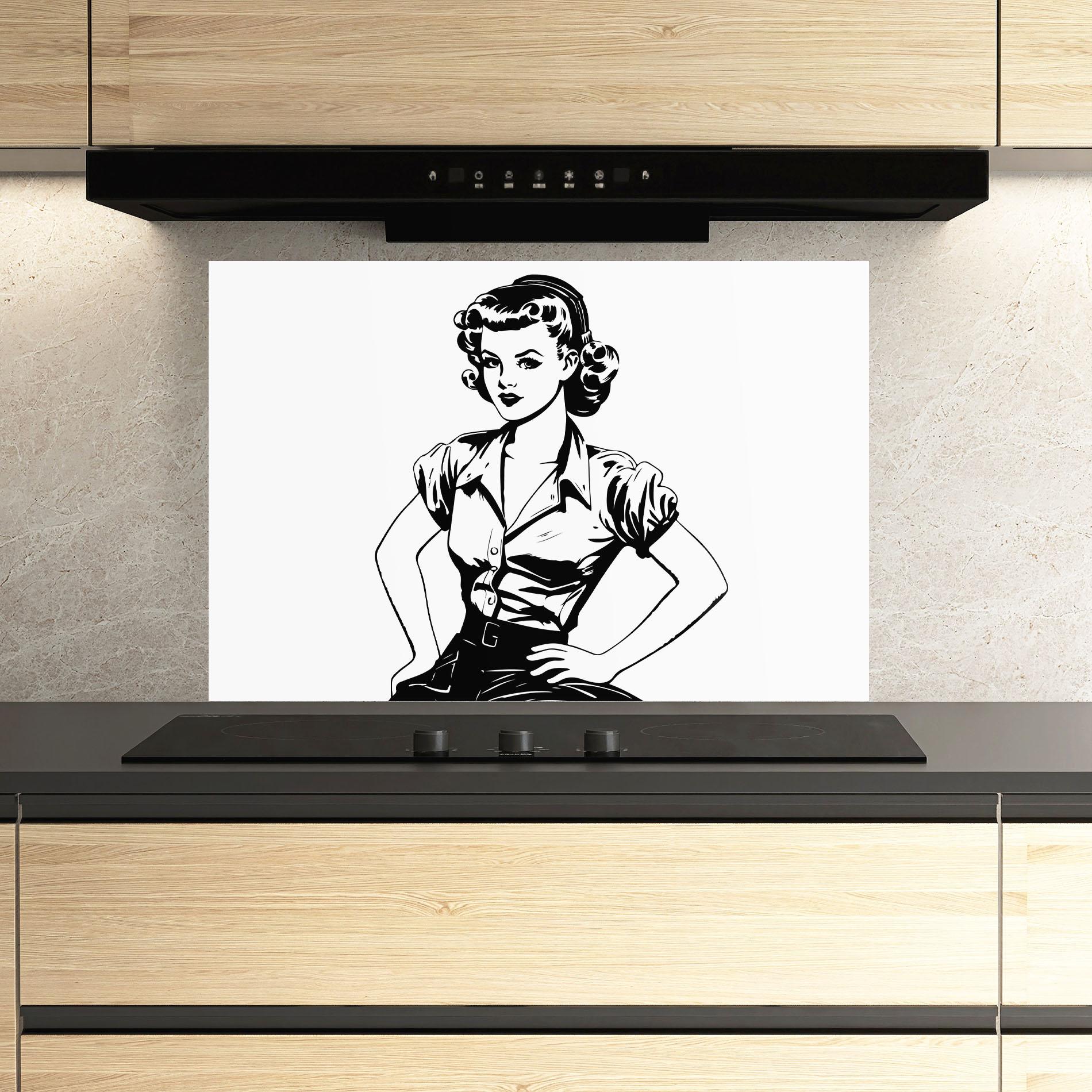 Стъклен панел за кухня Pretty Shilouette Girl mockup 3