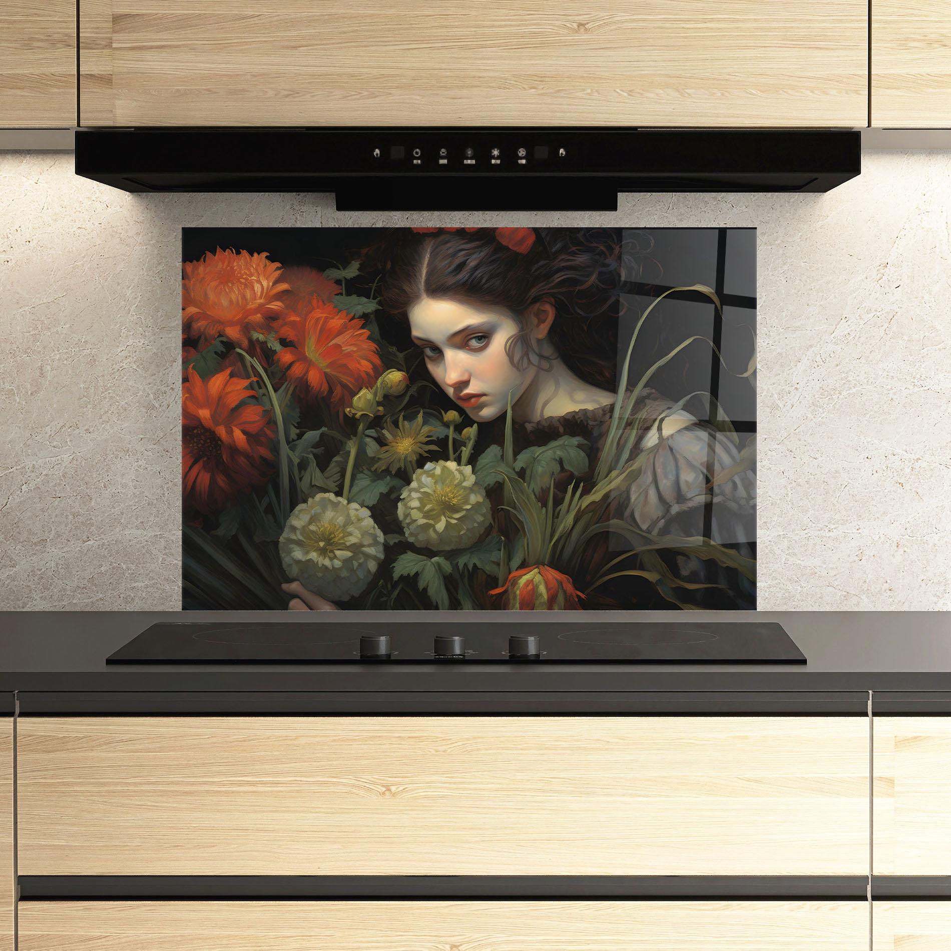 Стъклен панел за кухня Vintage Flowers mockup 3