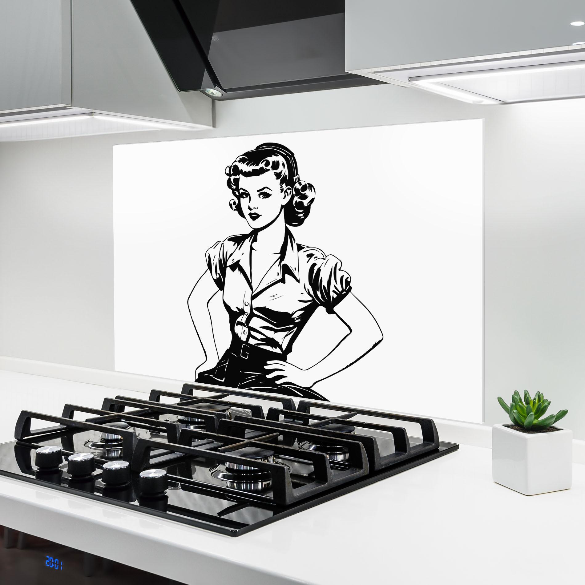 Стъклен панел за кухня Pretty Shilouette Girl mockup 6