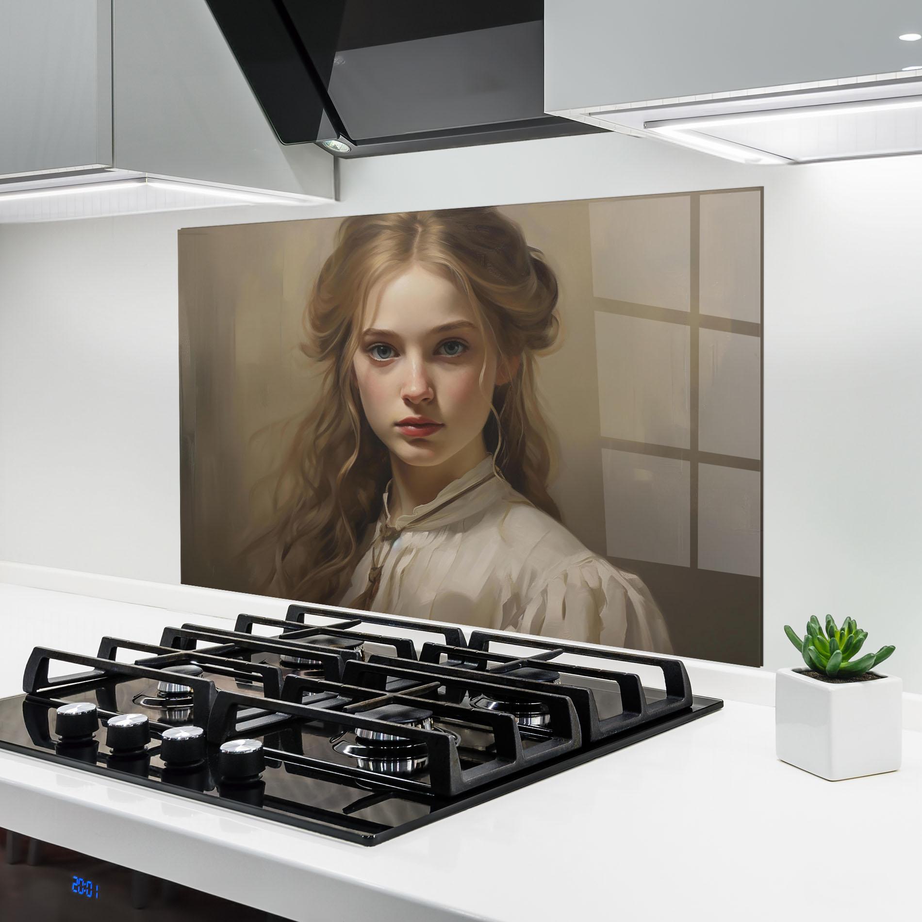 Стъклен панел за кухня Timeless Portrait mockup 6