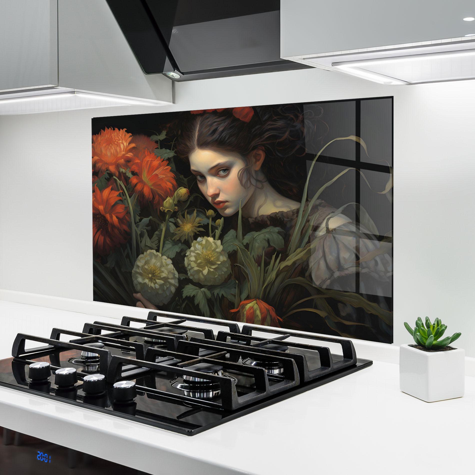 Стъклен панел за кухня Vintage Flowers mockup 6