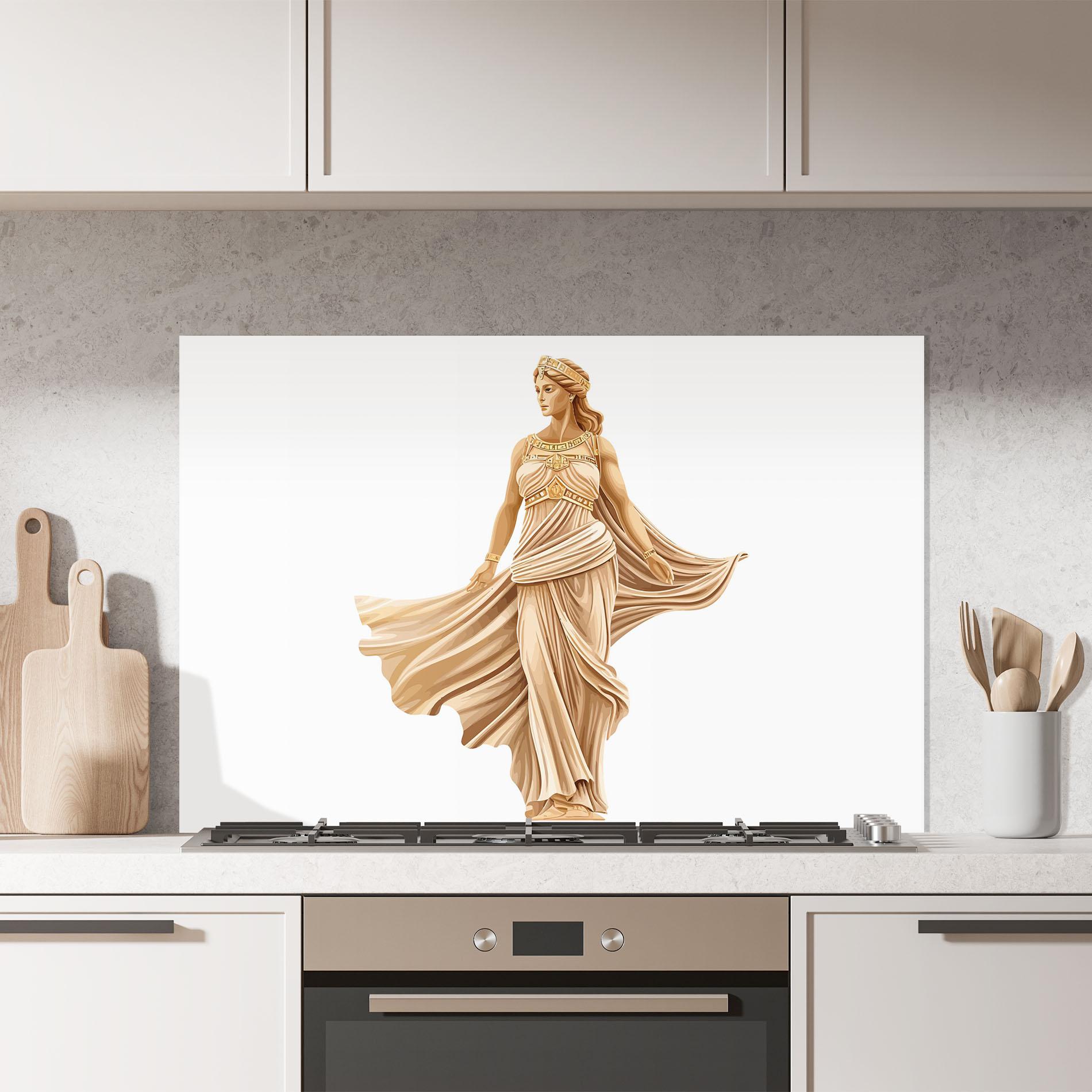 Стъклен панел за кухня Gold Statue mockup 7