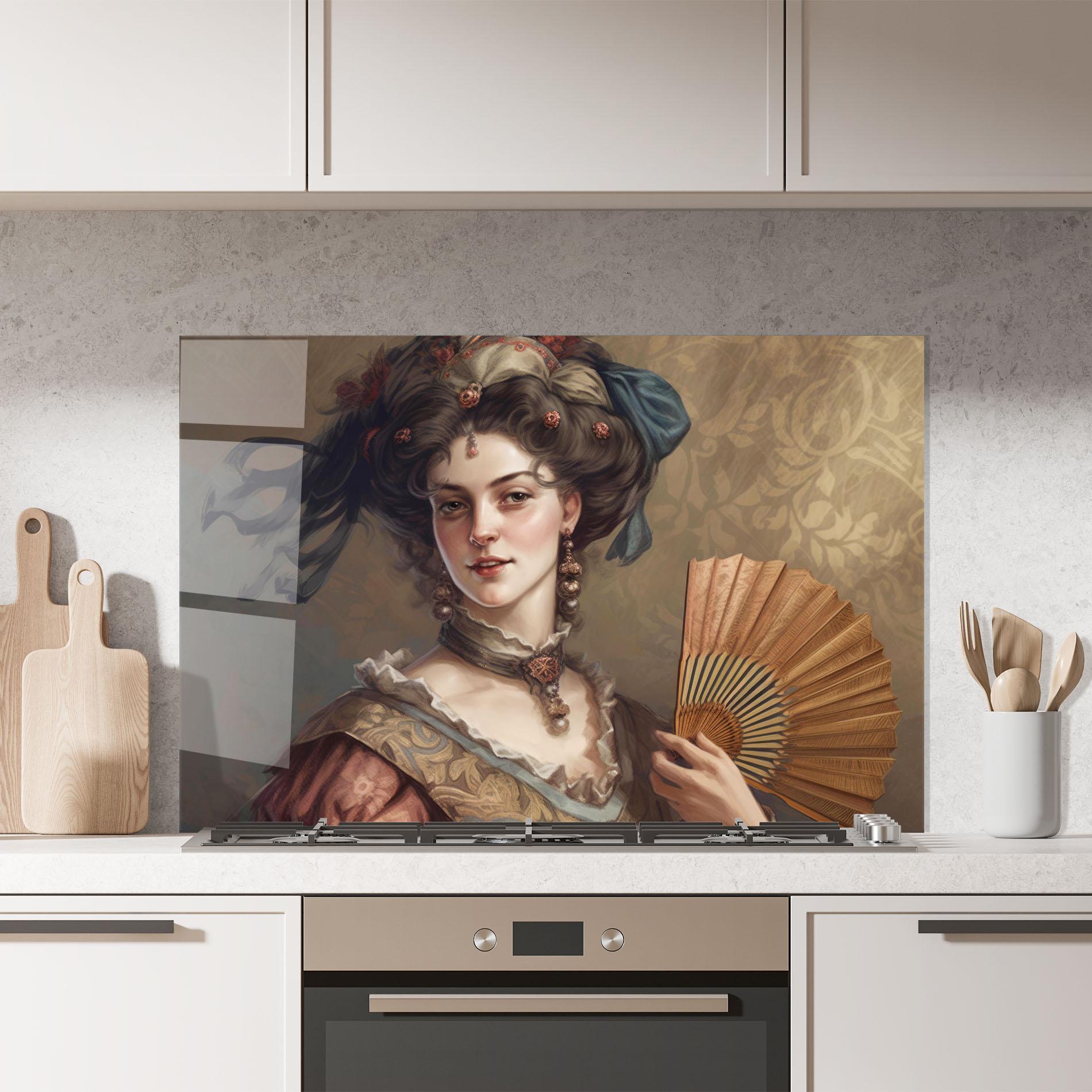 Стъклен панел за кухня Medieval Noblewoman mockup 7
