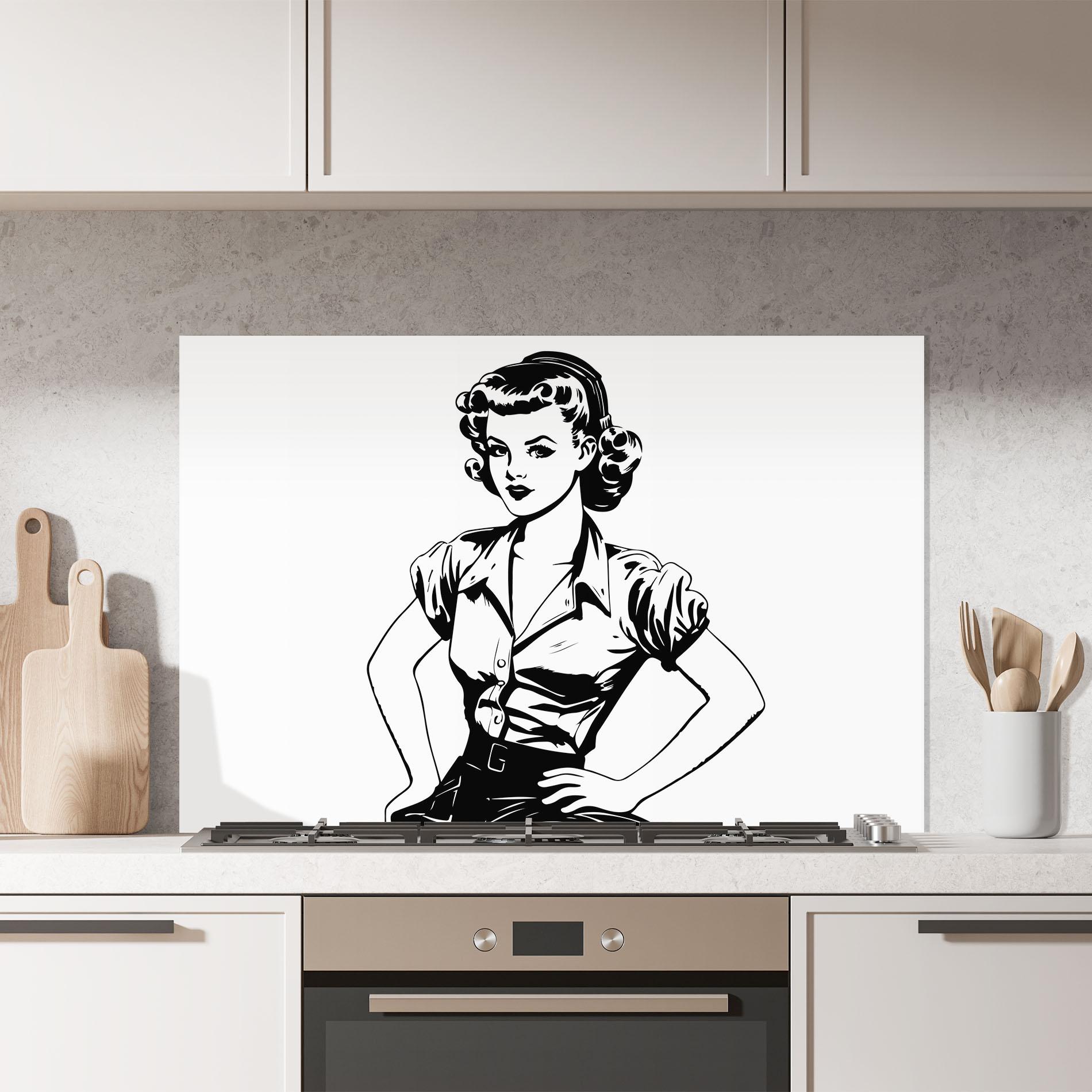 Стъклен панел за кухня Pretty Shilouette Girl mockup 7