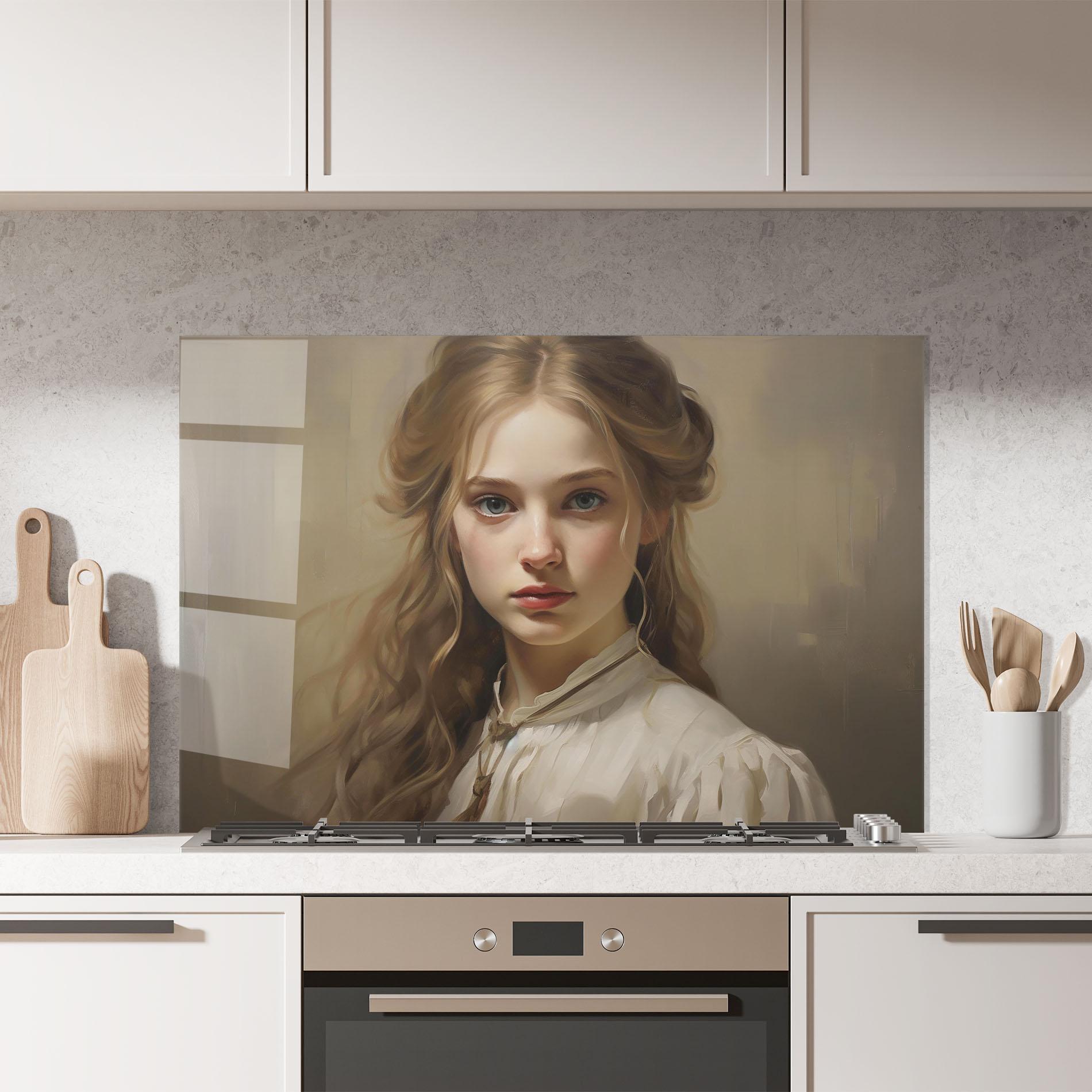 Стъклен панел за кухня Timeless Portrait mockup 7