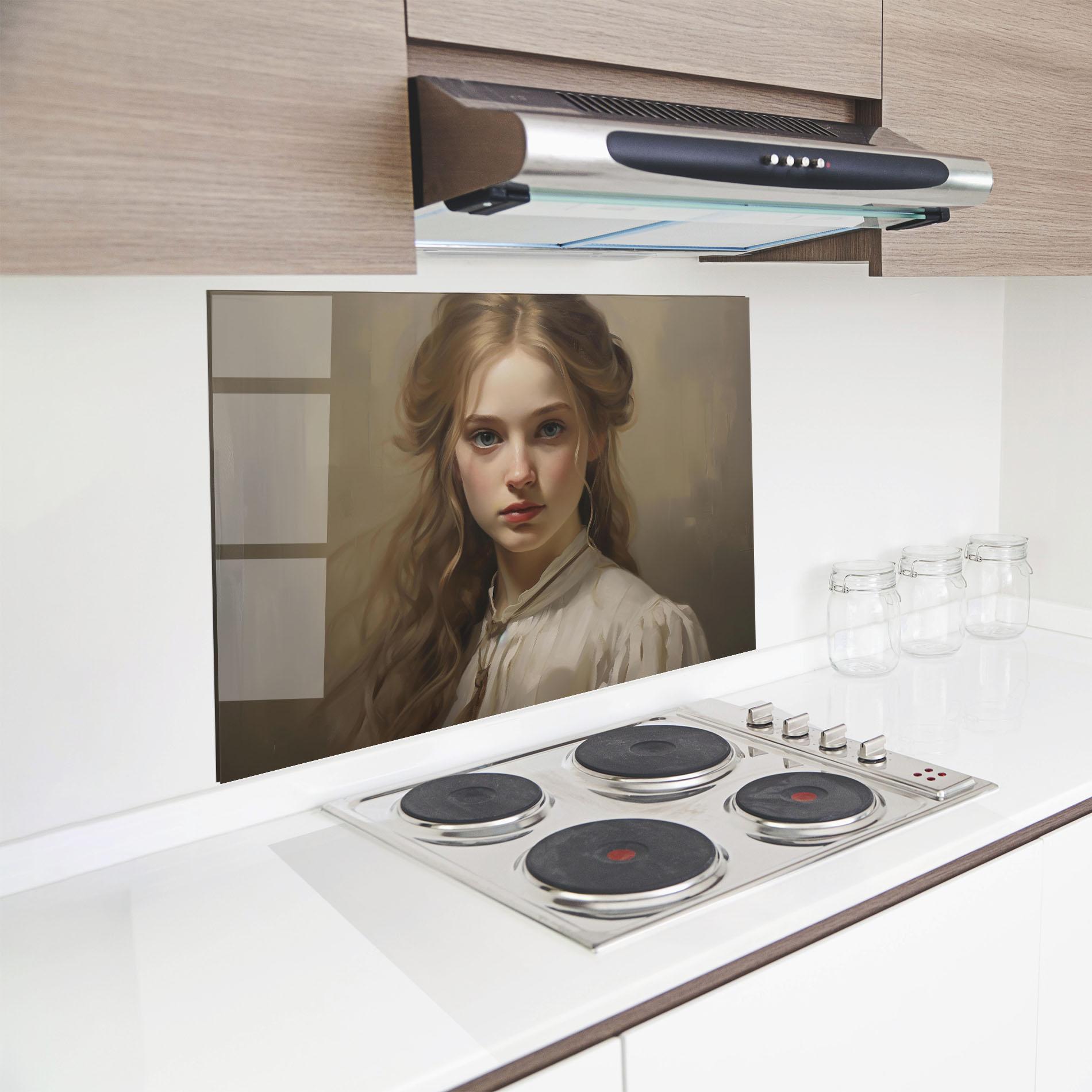 Стъклен панел за кухня Timeless Portrait mockup 8