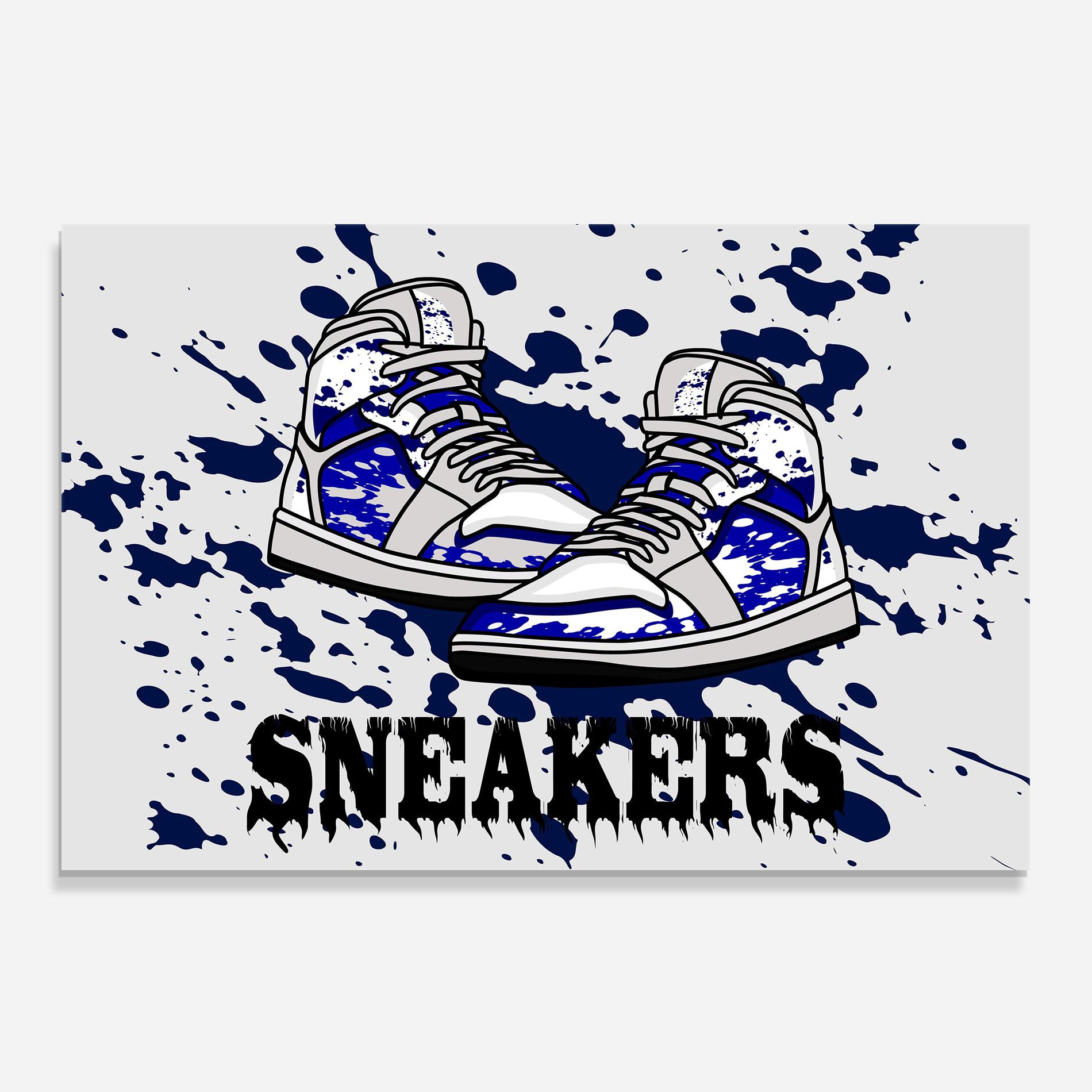 Стъклен панел за кухня Dark Blue Sneakers mockup 0