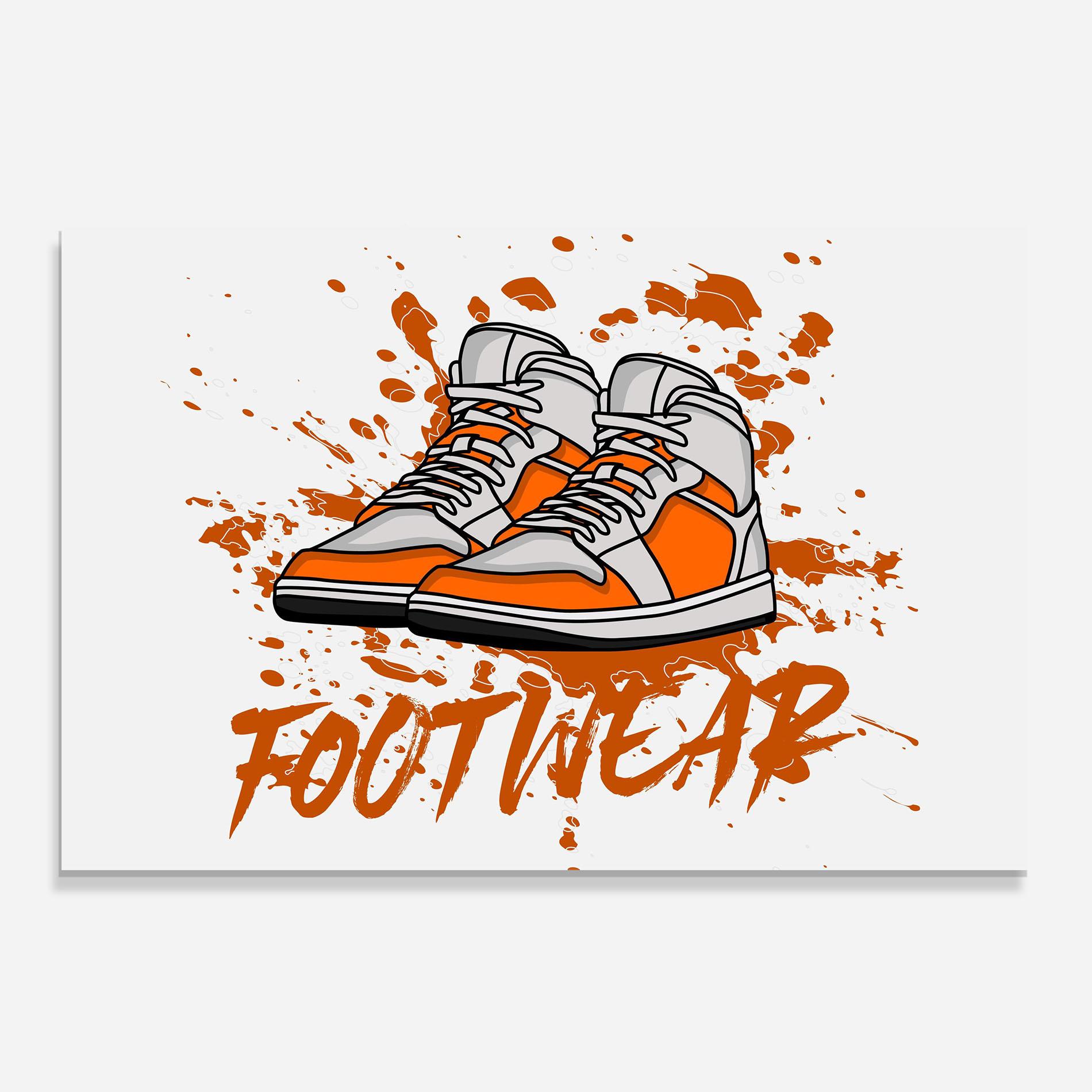 Стъклен панел за кухня Orange Footwear mockup 0
