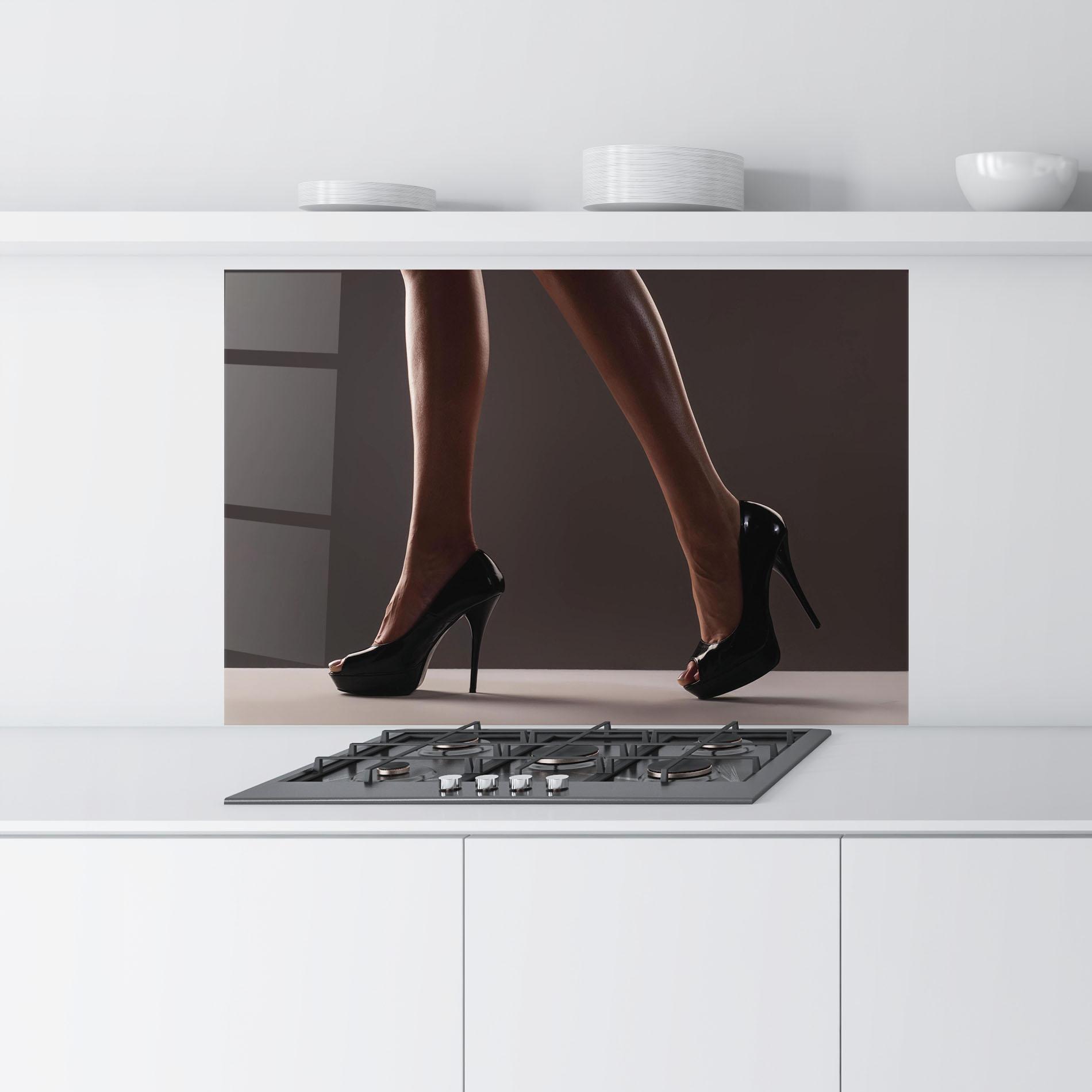 Стъклен панел за кухня Black High Heels mockup 9