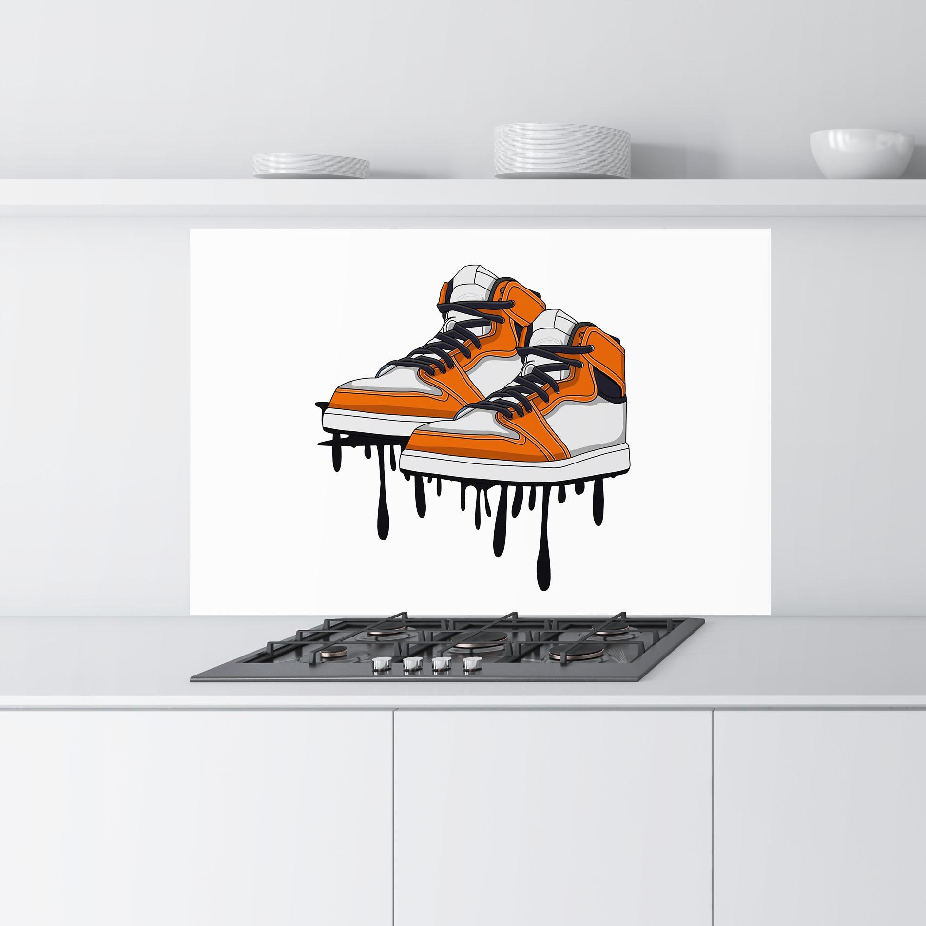 Стъклен панел за кухня Black Liquid Shoe mockup 9