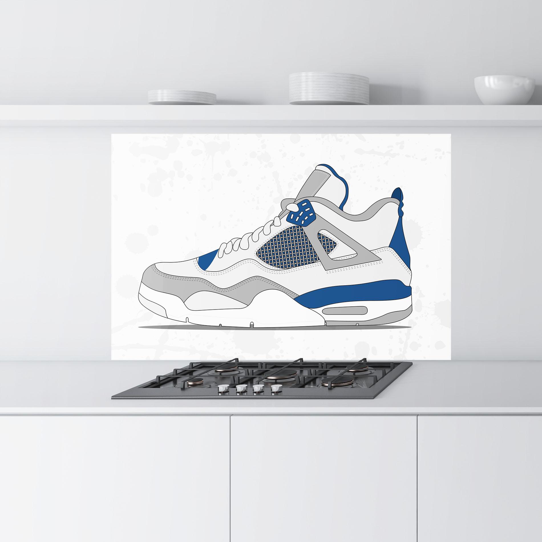 Стъклен панел за кухня Blue Grey Sneakers mockup 9