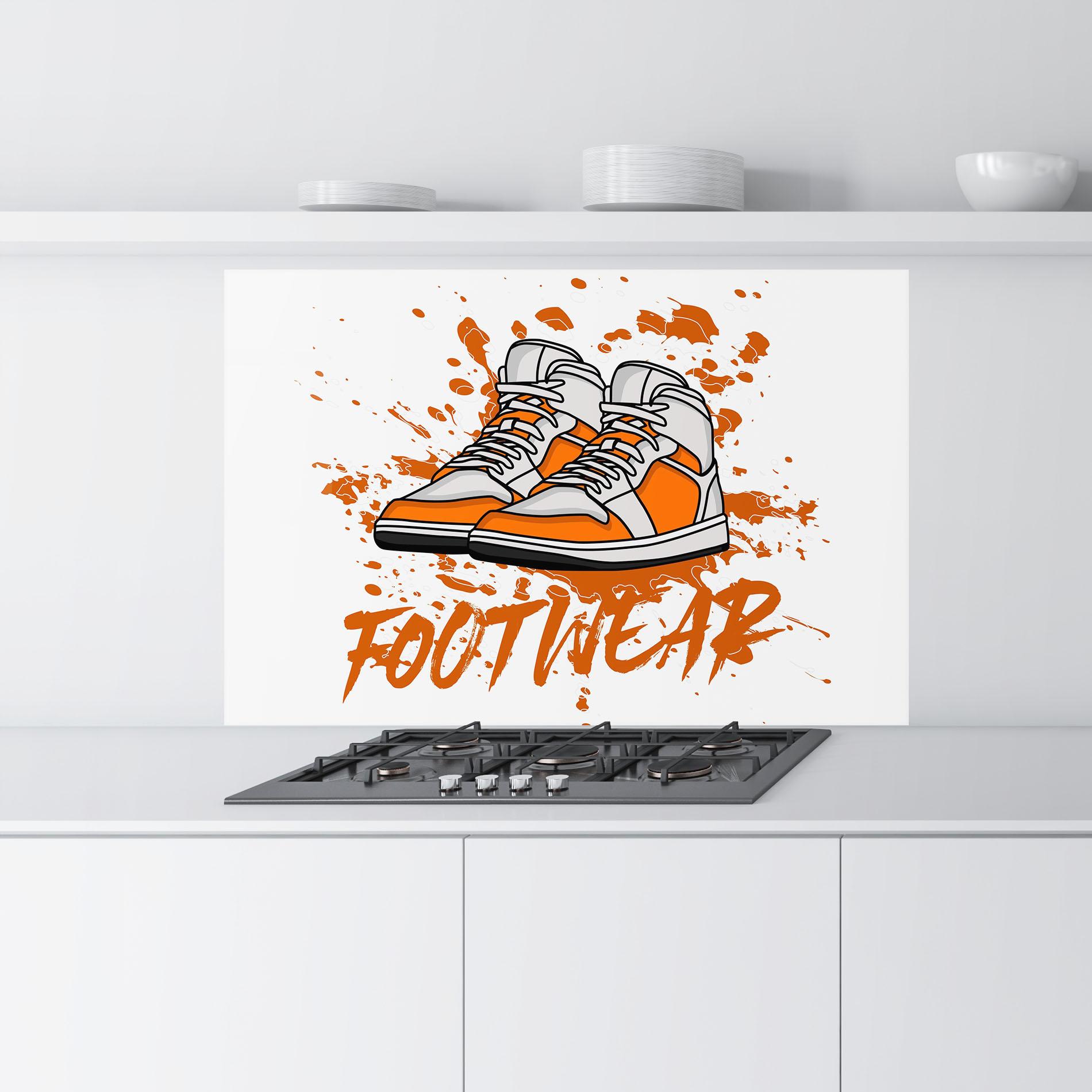 Стъклен панел за кухня Orange Footwear mockup 9