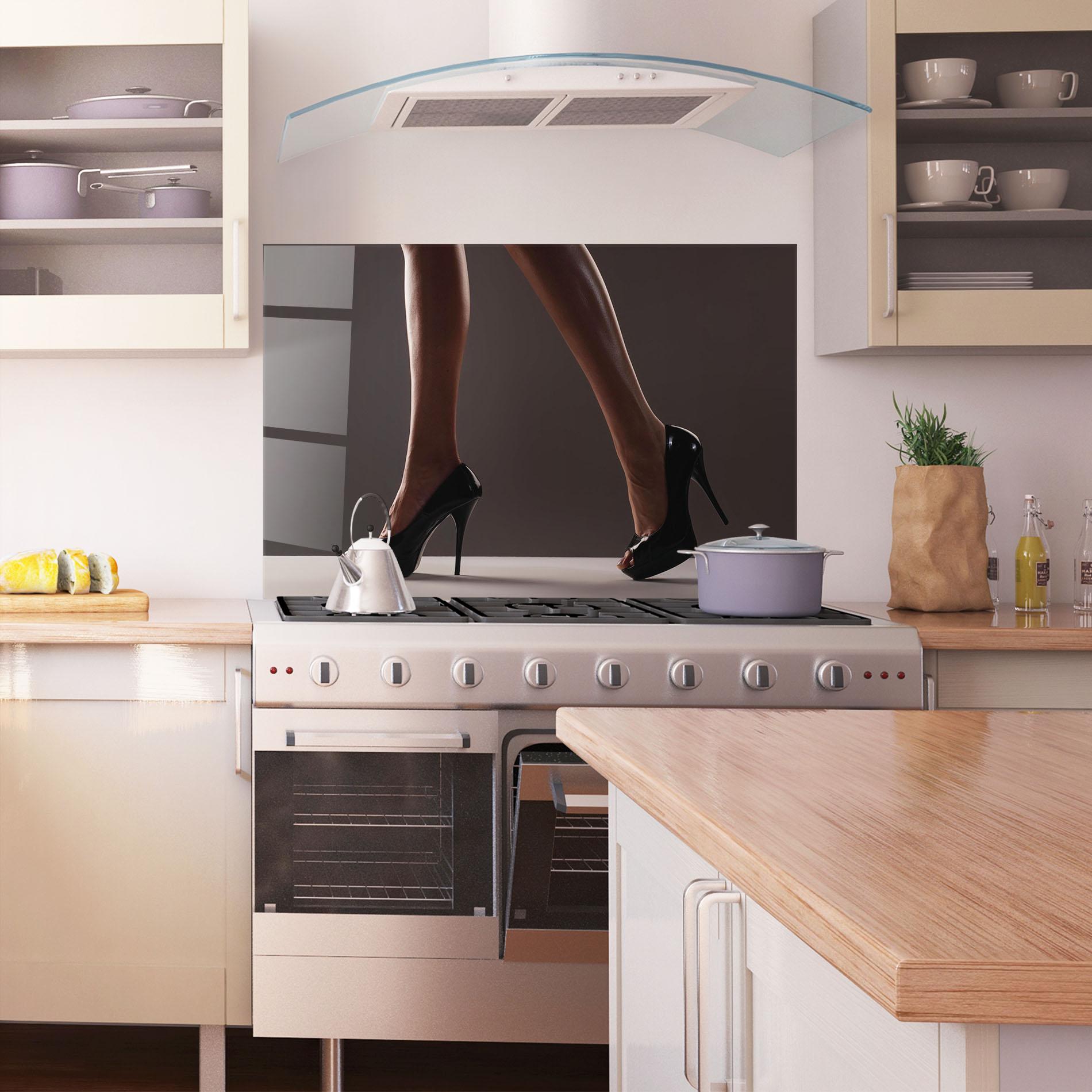 Стъклен панел за кухня Black High Heels mockup 1