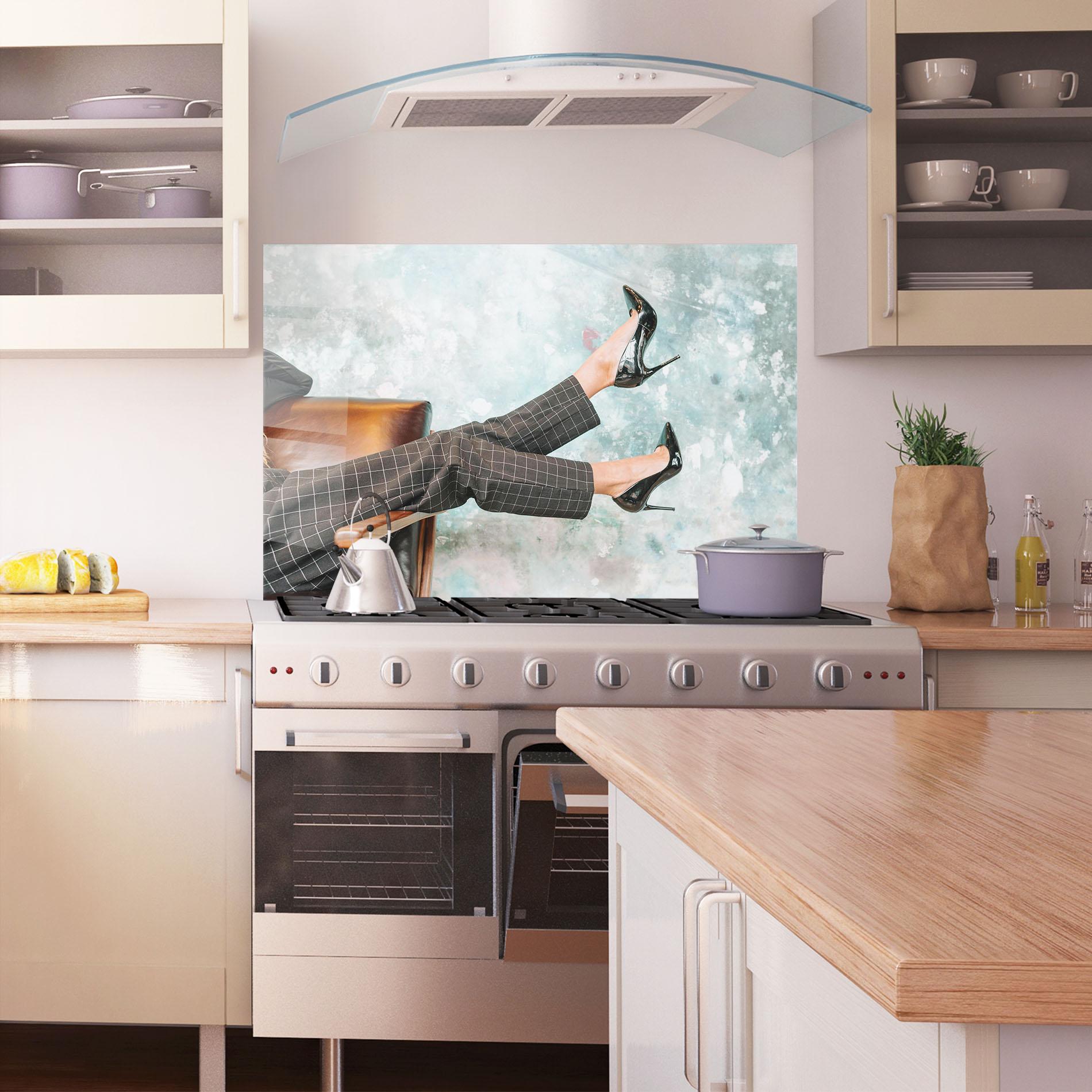 Стъклен панел за кухня Black Shoes On Chair mockup 1