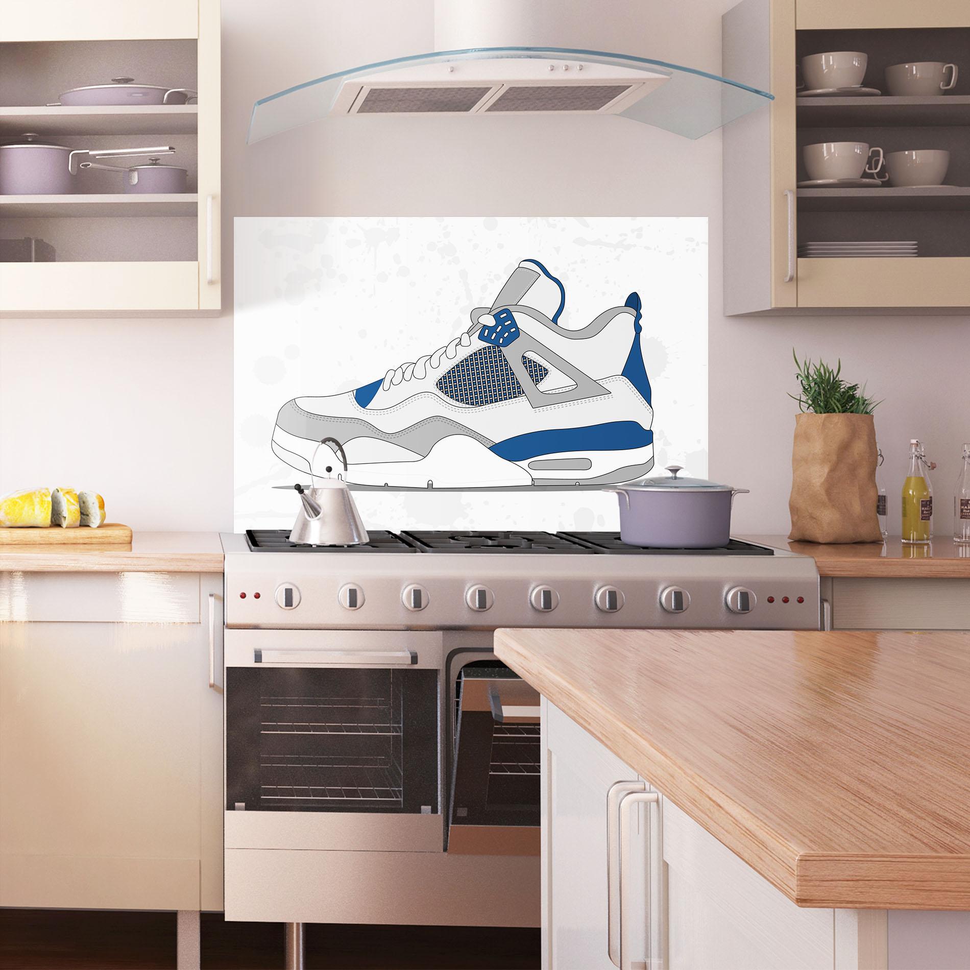 Стъклен панел за кухня Blue Grey Sneakers mockup 1
