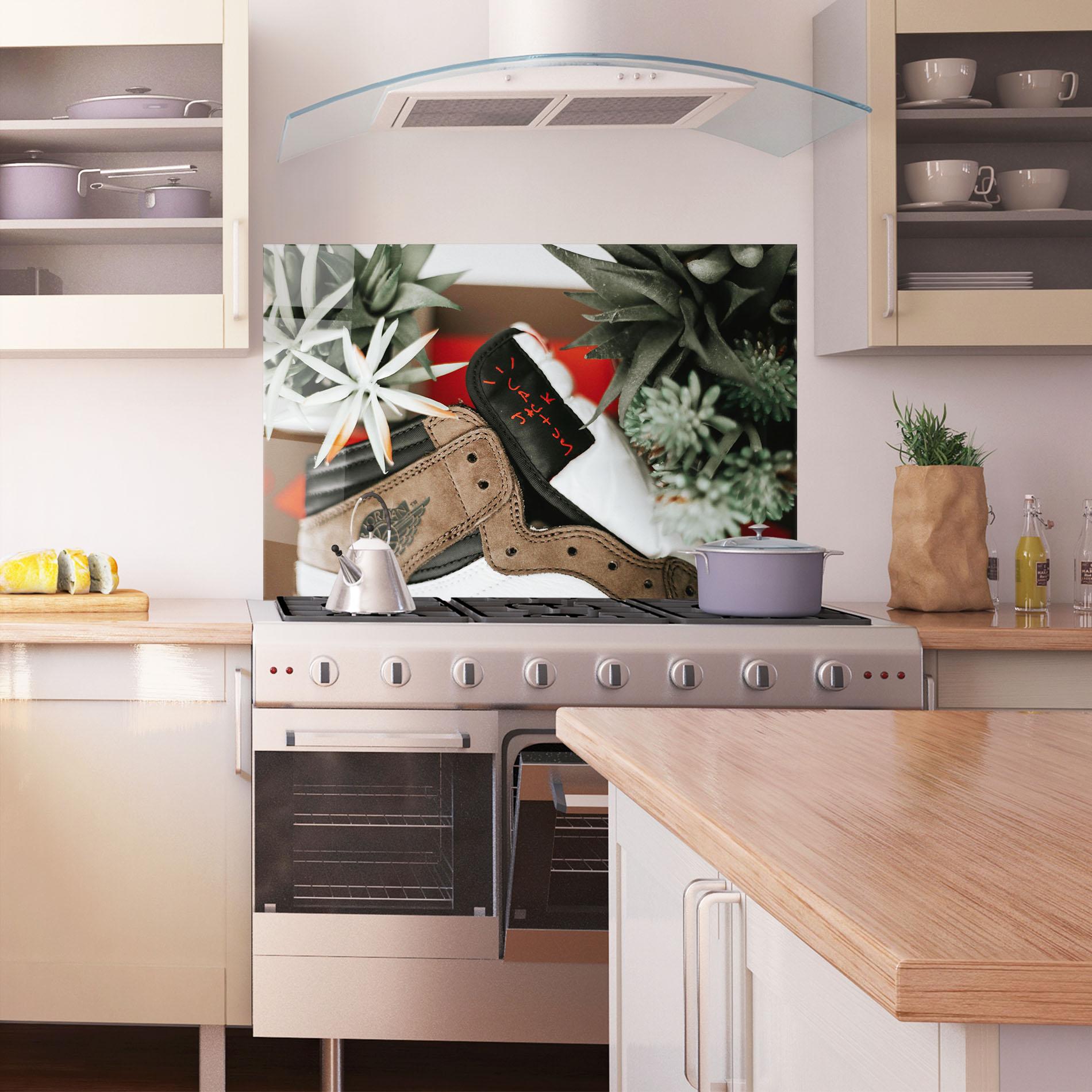 Стъклен панел за кухня Brown Air Jordan mockup 1