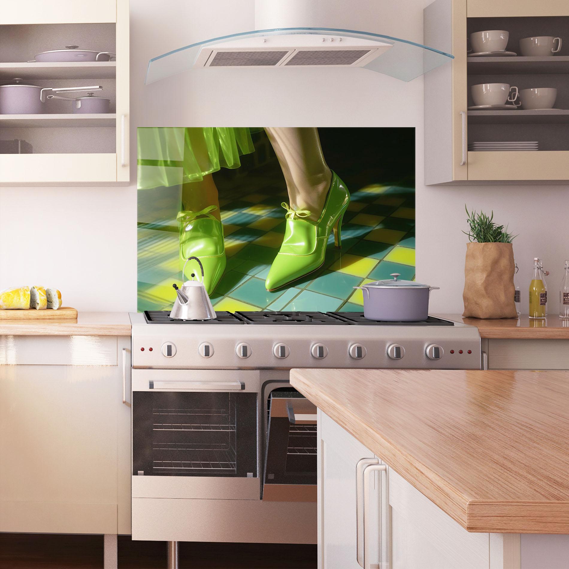Стъклен панел за кухня Green Elegant Shoes mockup 1