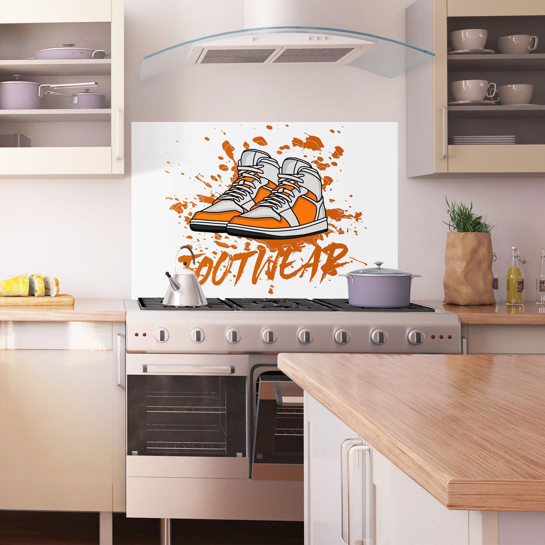 Стъклен панел за кухня Orange Footwear mockup 1