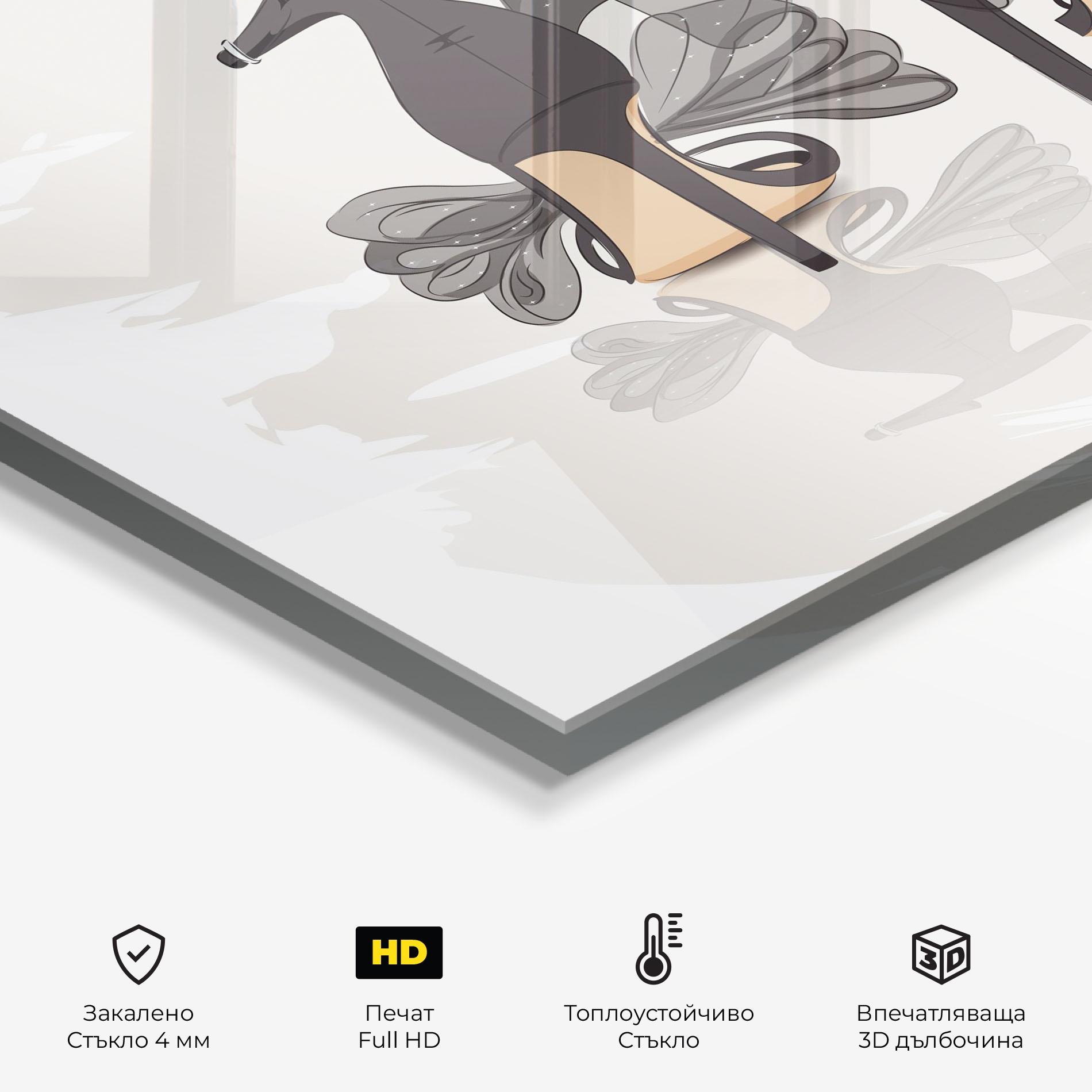 Стъклен панел за кухня Black Bow Heels mockup 2