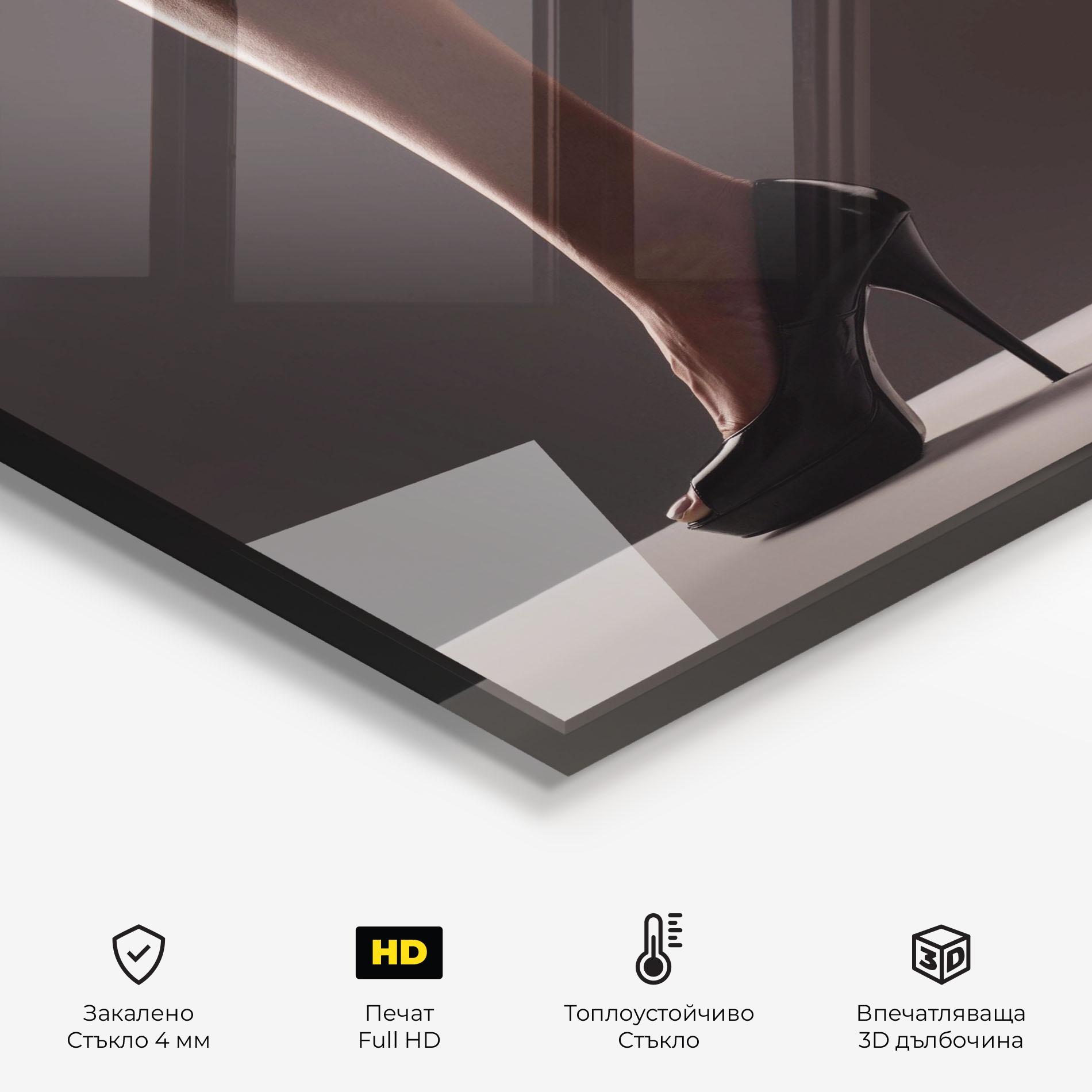 Стъклен панел за кухня Black High Heels mockup 2